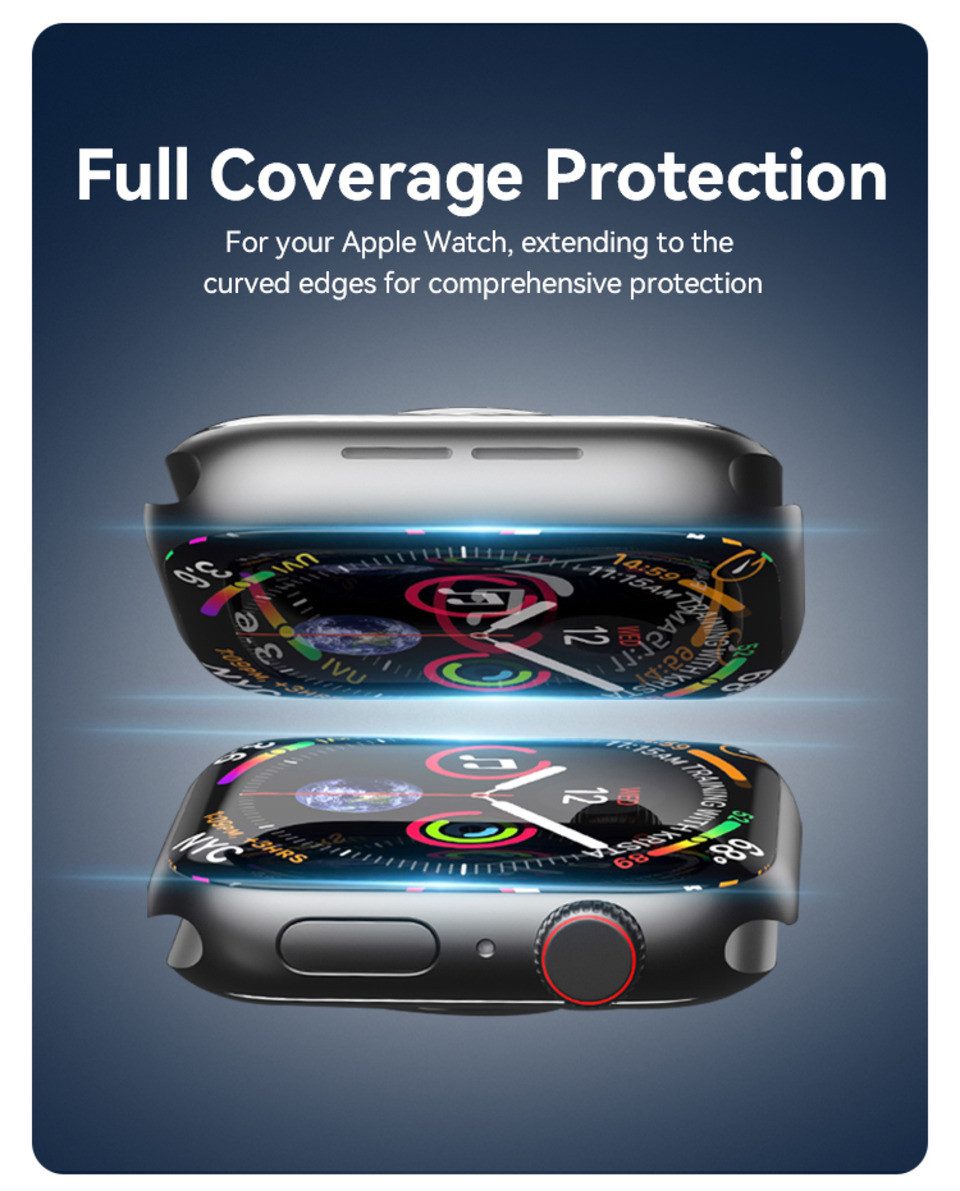 Baker Displayschutzfolie 2x Schutzglas für Apple Watch 4, 5, 7, 8, 9, 10 + Anbringhilfe für 40mm, 41mm, 42mm, 44mm, 45mm, 49mm, 46mm, SE, Ultra, Ultra2, (2 Pack – Bild 5 von 5