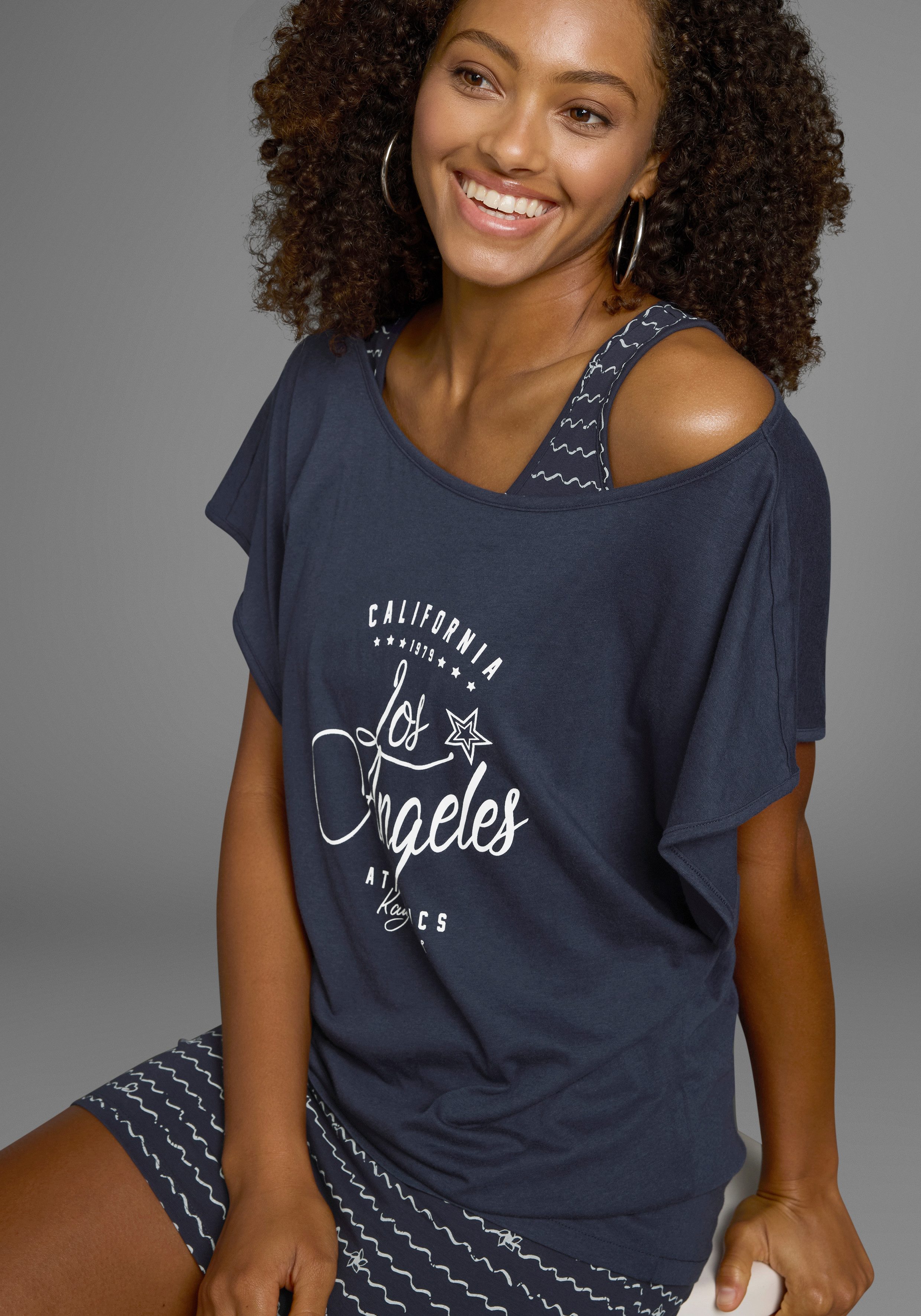 KangaROOS Jerseykleid (2-tlg) bedrucktes Design, aus Baumwolle und Modal