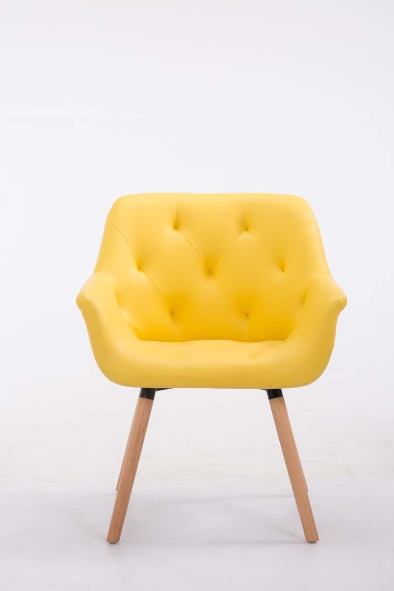 TPFLiving Besucherstuhl Cassy Konferenzstuhl - Sitzfläche: (Küchenstuhl Gestell: - Kunstleder gepolsterter Buchenholz Lehnstuhl Natura mit hochwertig gelb - - Sitzfläche Wohnzimmerstuhl)