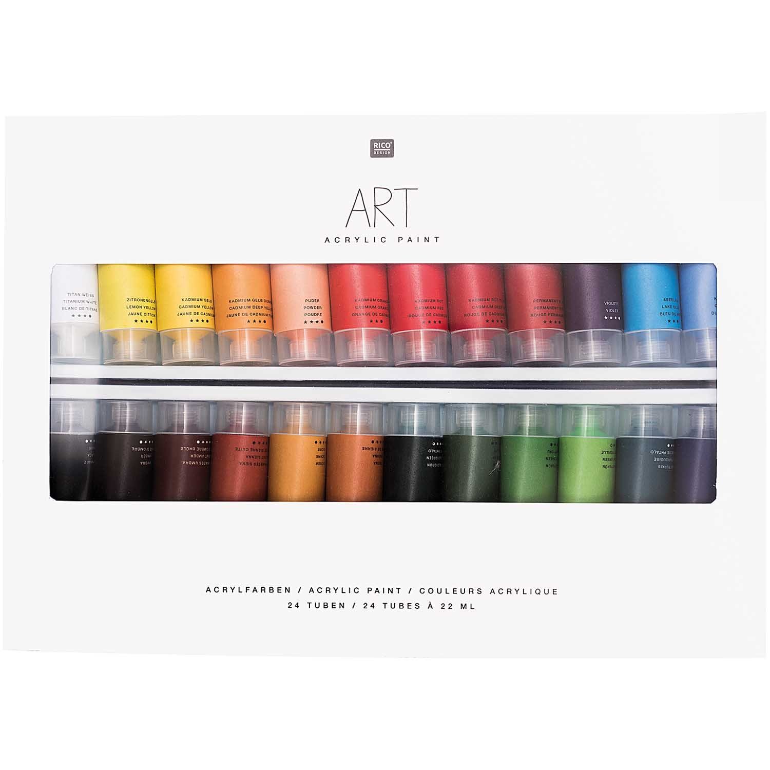 Rico Design Kreativset ART Künstler Acrylfarben-Set - 24 Farben je 22 ml (Special Edition), (24-tlg), Malfarbe für Anfänger, Profikünstler, Kinder & Erwachsene
