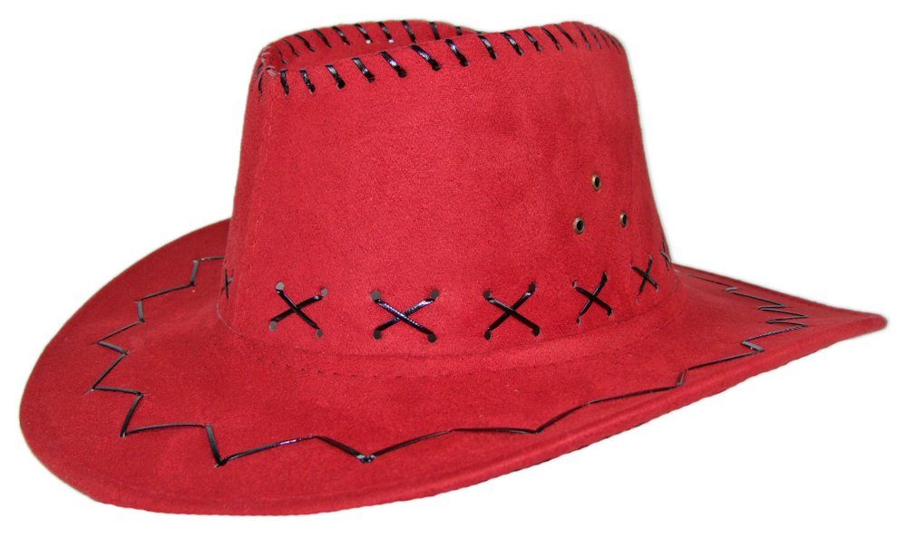 Funny Fashion Kostüm Cowboyhut Westernhut in Lederoptik - Rot