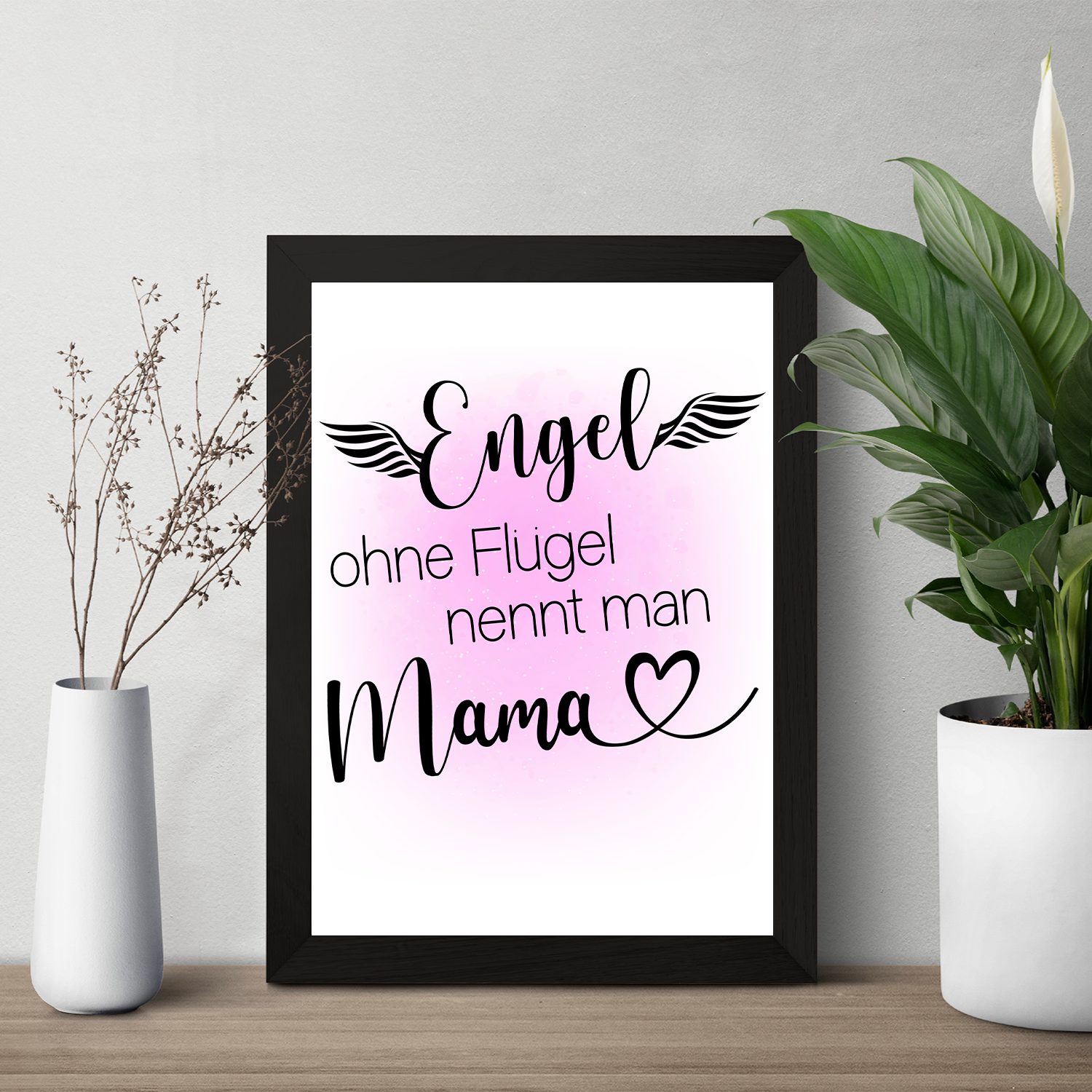 DIN Muttertag Engel Tigerlino Geschenk, Flügel Poster Mama Lila, A4 Geburtstag ohne