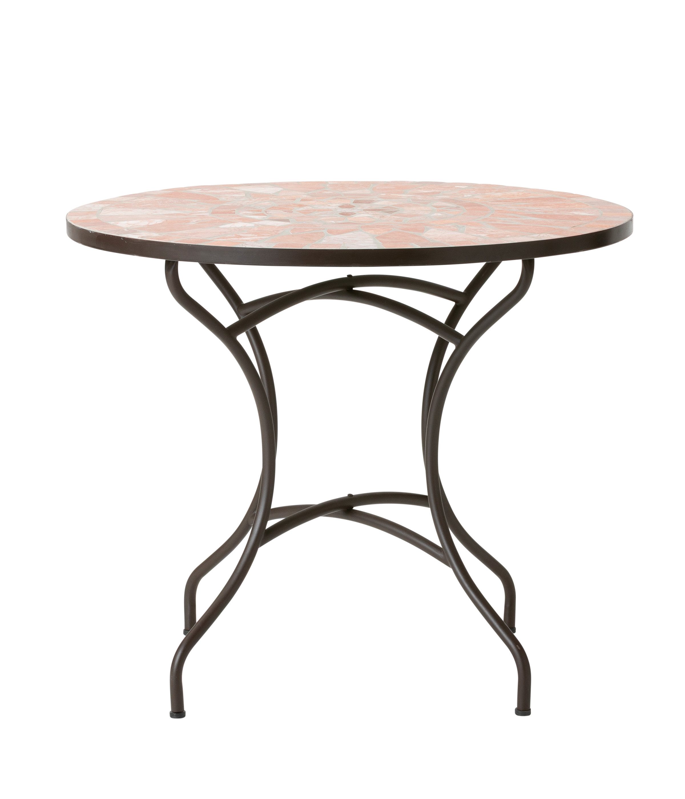 Dehner Gartentisch Mosaiktisch Chiara, 4 Sitzplätze, versch. Größen, terra-rosé, verspielter, romantischer Gartentisch im mediterranen Design