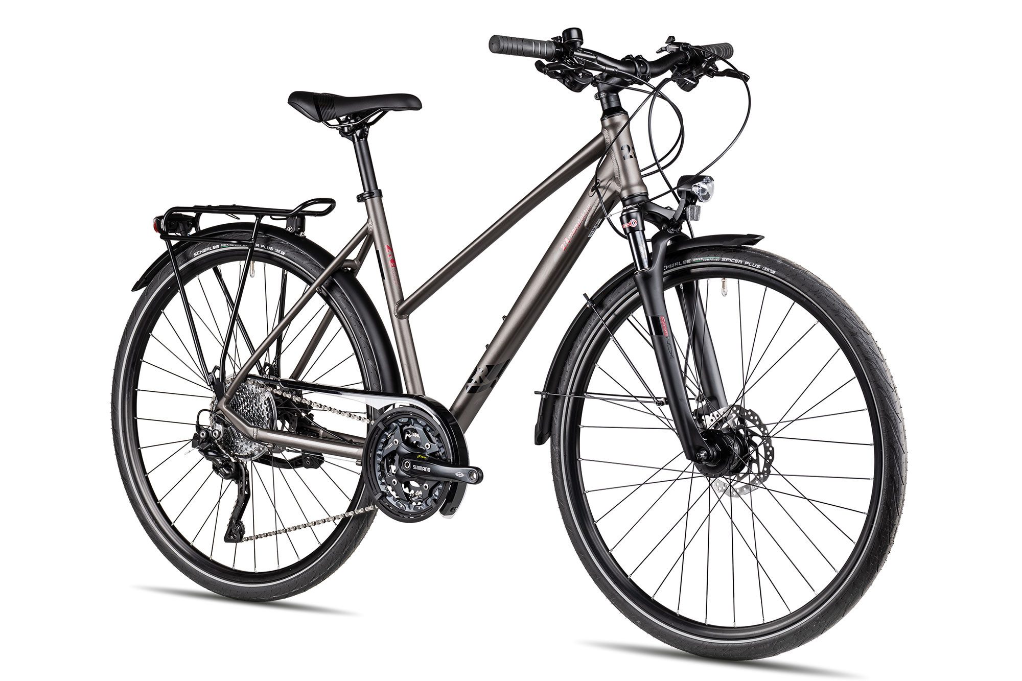 2R Manufaktur Trekkingrad TLX30 Trapez, 30 Gang Shimano RD-XT T8000-10 Schaltwerk, Kettenschaltung, Damen Trekkingrad 28 Zoll braun/beige