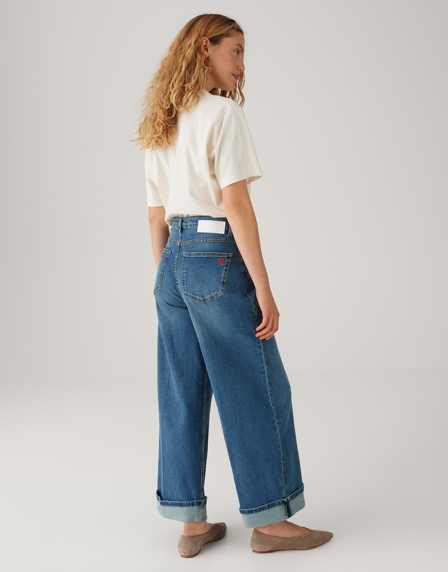OPUS Weite Jeans Miva valentine aus Dry Indigo® Mid Rise weiter, gerader Beinverlauf, fester Griff, formstabil, 5-Pocket