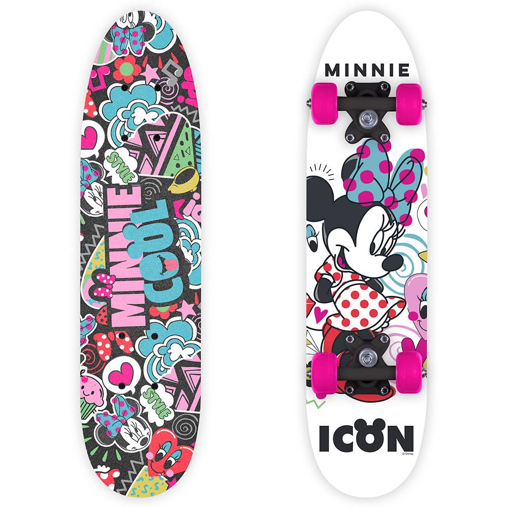 Disney Minnie Mouse Skateboard 61 cm – Kinder Holz Skateboard 24 Zoll Funboard, Kinder Skateboard, rutschfeste Oberfläche, 9-lagiges Ahornholz