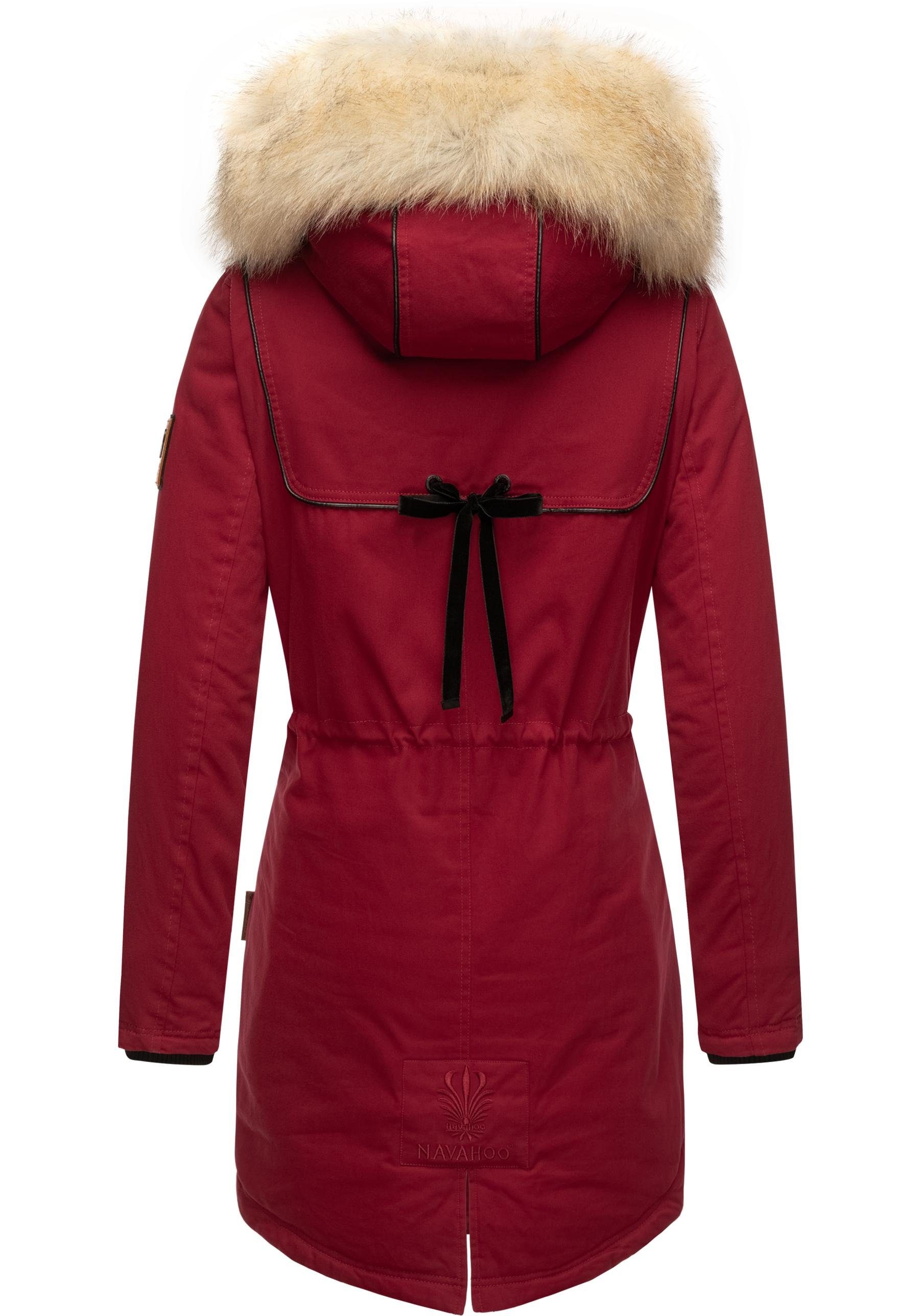 Navahoo Wintermantel Bombii stylischer Damen Winterparka mit Kunstfell-Kapuze