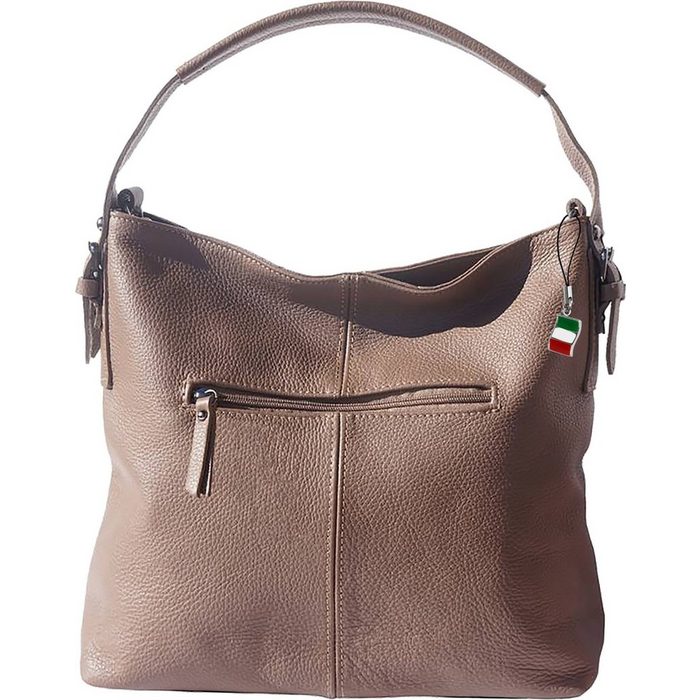 FLORENCE Shopper Florence Damentasche Leder Hobo Bag braun Damen Tasche aus Echtleder in braun taupe ca. 34cm Breite Made-In Italy