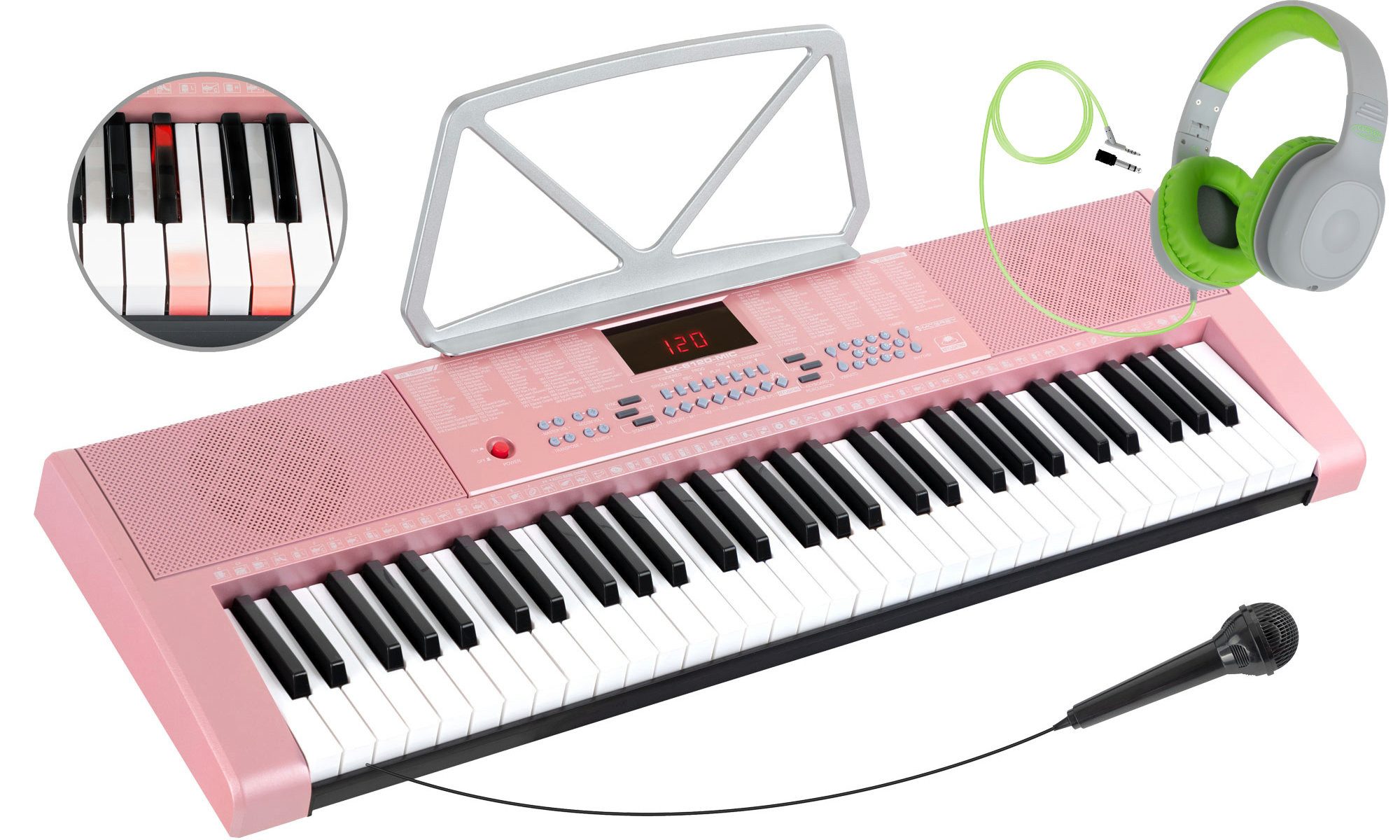 Home-Keyboard LK-6120-MIC Keyboard mit Mikrofon & Kinderkopfhörer Set