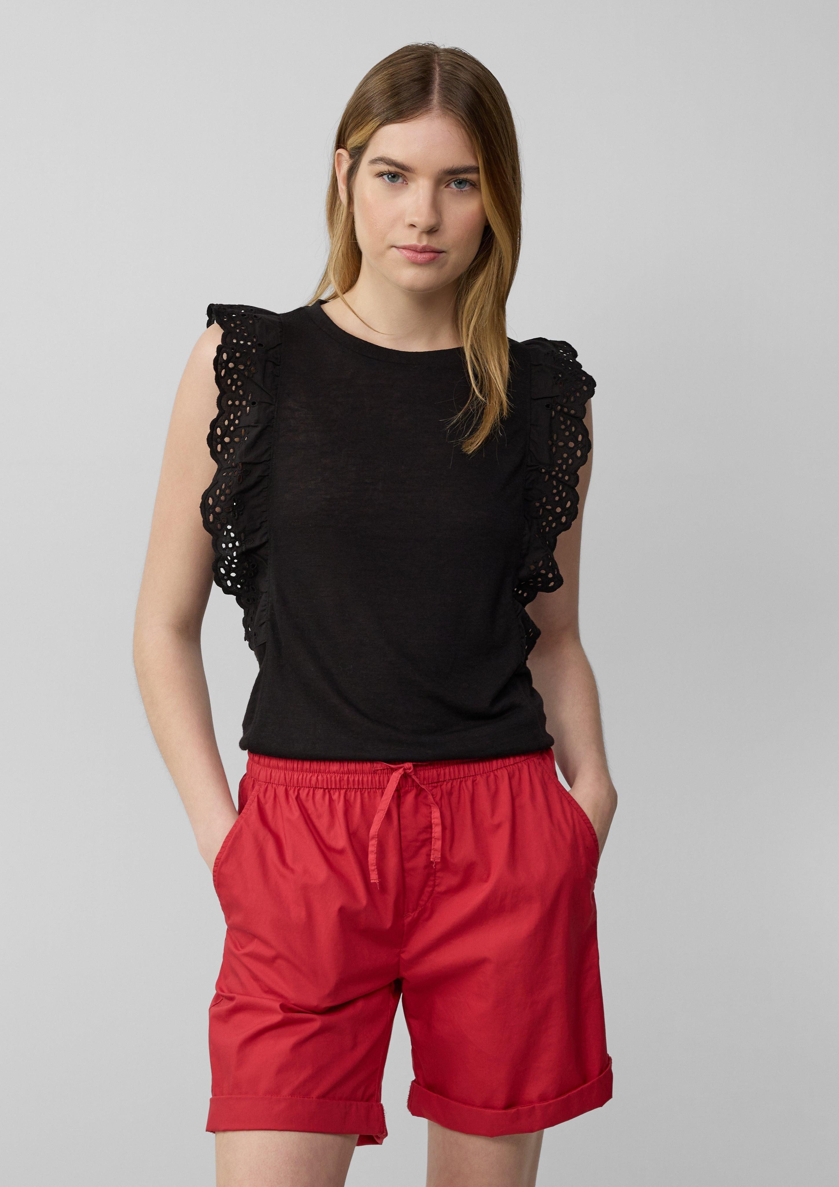 Shirttop Jersey-Top aus Flammgarn mit Lochstickerei