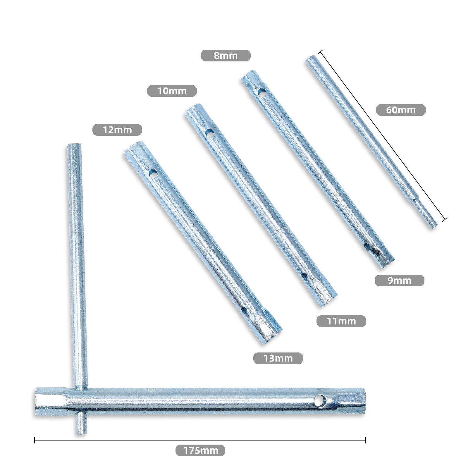 CCLIFE Bit- und Steckschlüsselset Rohrsteckschlüsselsatz 4-tlg 8-12 mm & 10-tlg 6-22 mm, 4-St.