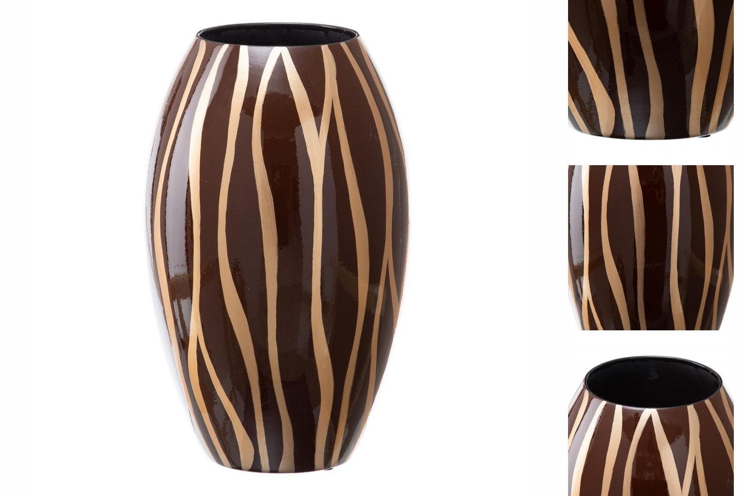 Bigbuy Dekovase Vase 21,5 x 21,5 x 36 cm Zebra aus Keramik Gold Braun