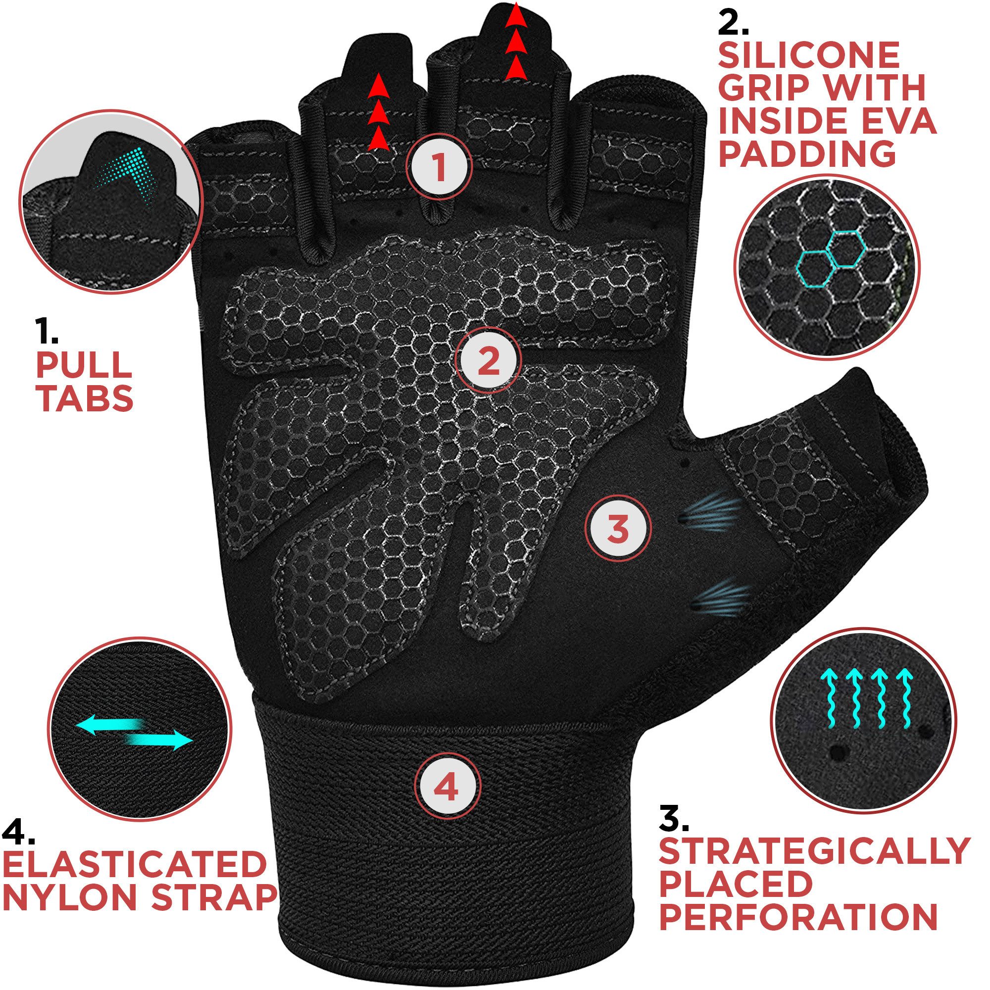 RDX Trainingshandschuhe RDX Fitness Handschuhe Frauen Männer Anti-Rutsch Workout Handschuhe