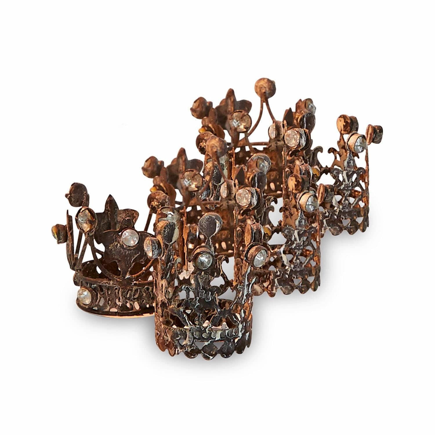 Mirabeau Dekoobjekt Deko-Krone 6er Set Margareta antikbraun, Filigrane Krönchen, Funkelnder Strass, Schön als Kerzen-Schmuck. € 25,95