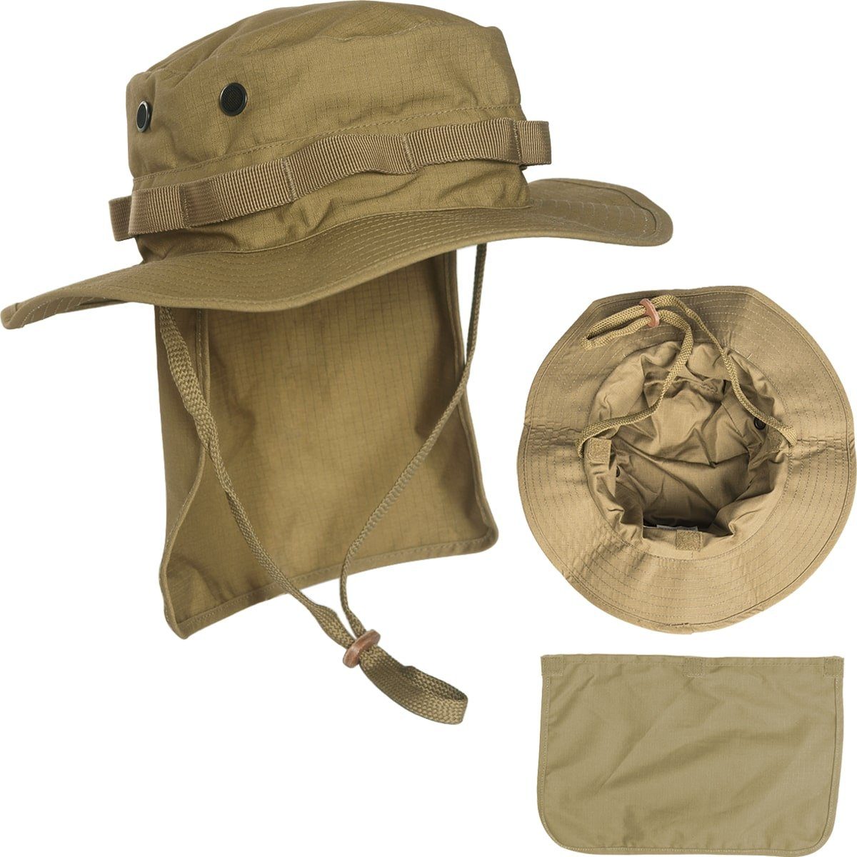 Mil-Tec Coyote Outdoorhut Boonie Britische Armee mit RipStop Nackenschutz