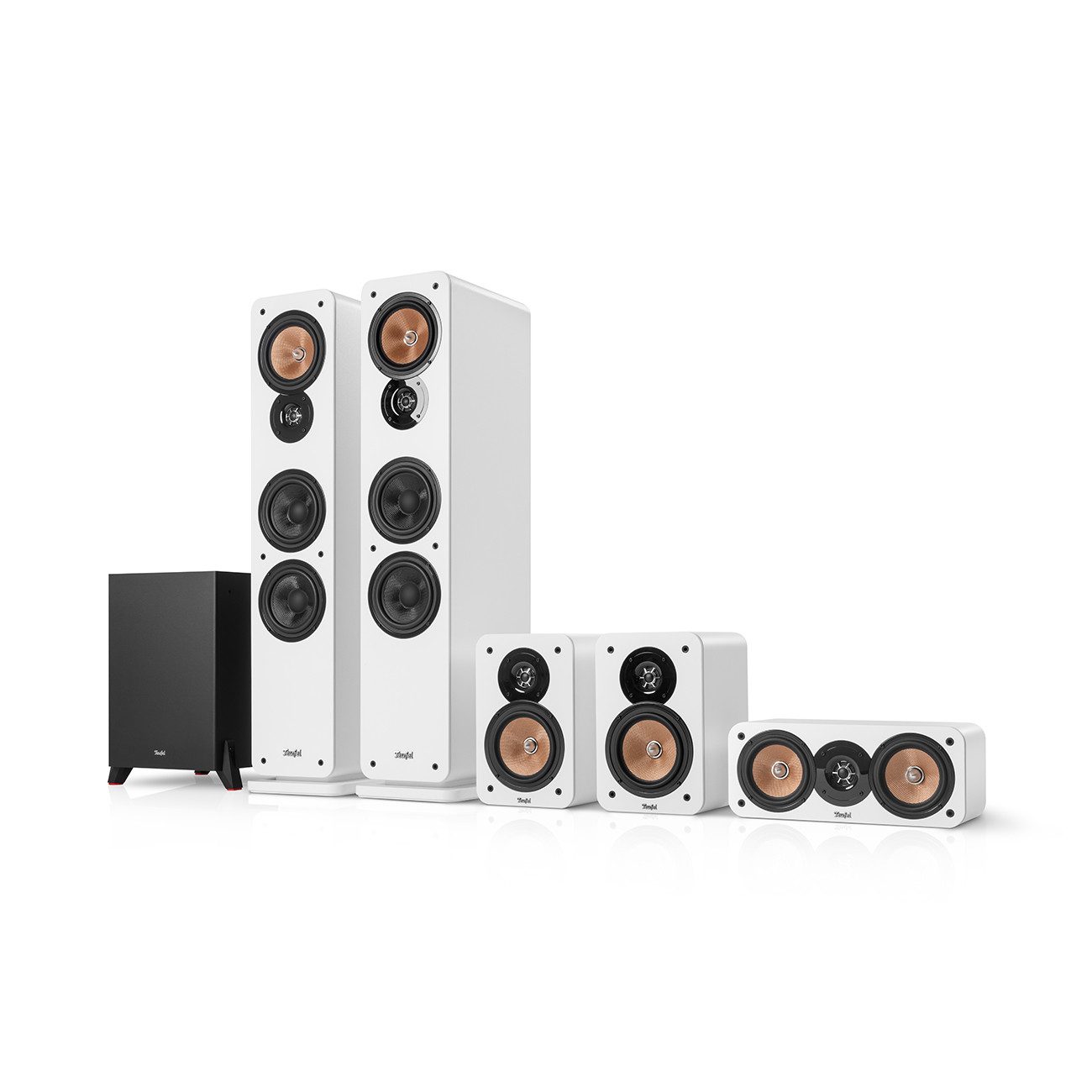 Teufel ULTIMA 40 Surround "5.1-Set" Stand-Lautsprecher (Anschlussklemmen, 440 W, kräftiger 150-Watt-Subwoofer, als Frontfire- oder Downfire-Subwoofer)
