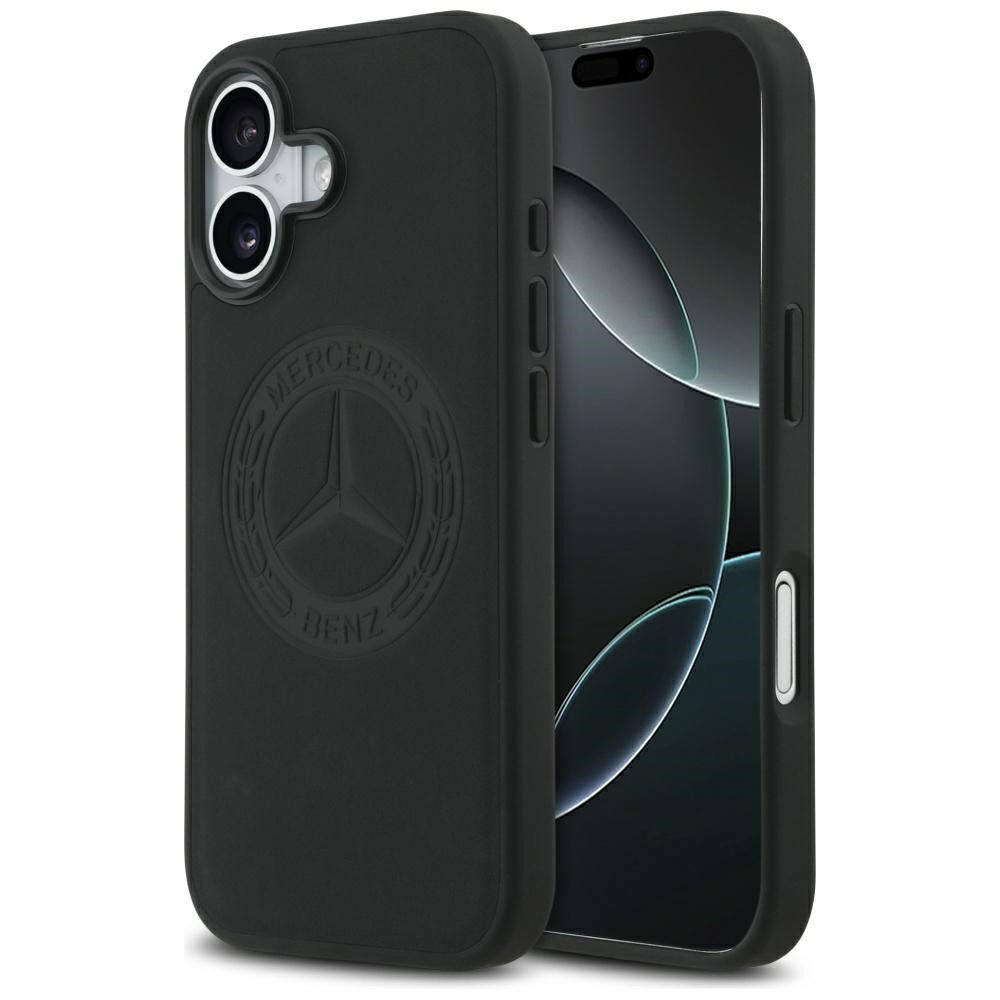 Mercedes Handyhülle Schutzhülle Smartphonehülle Rückschale 6,3 Zoll, MagSafe, Naturleder, geprägtes Logo, erhöhter Rand