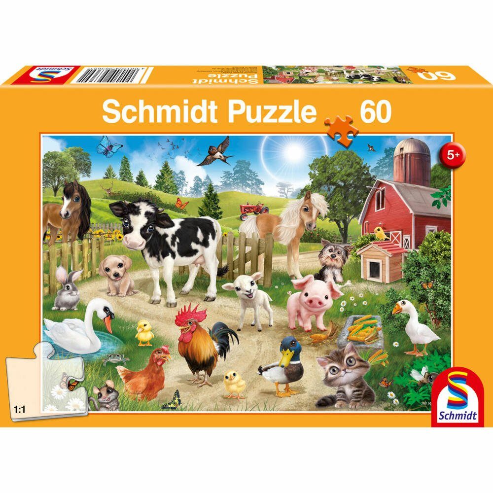 Puzzleteile Teile, 60 Bauernhoftiere Animal Puzzle Spiele 60 Club Schmidt