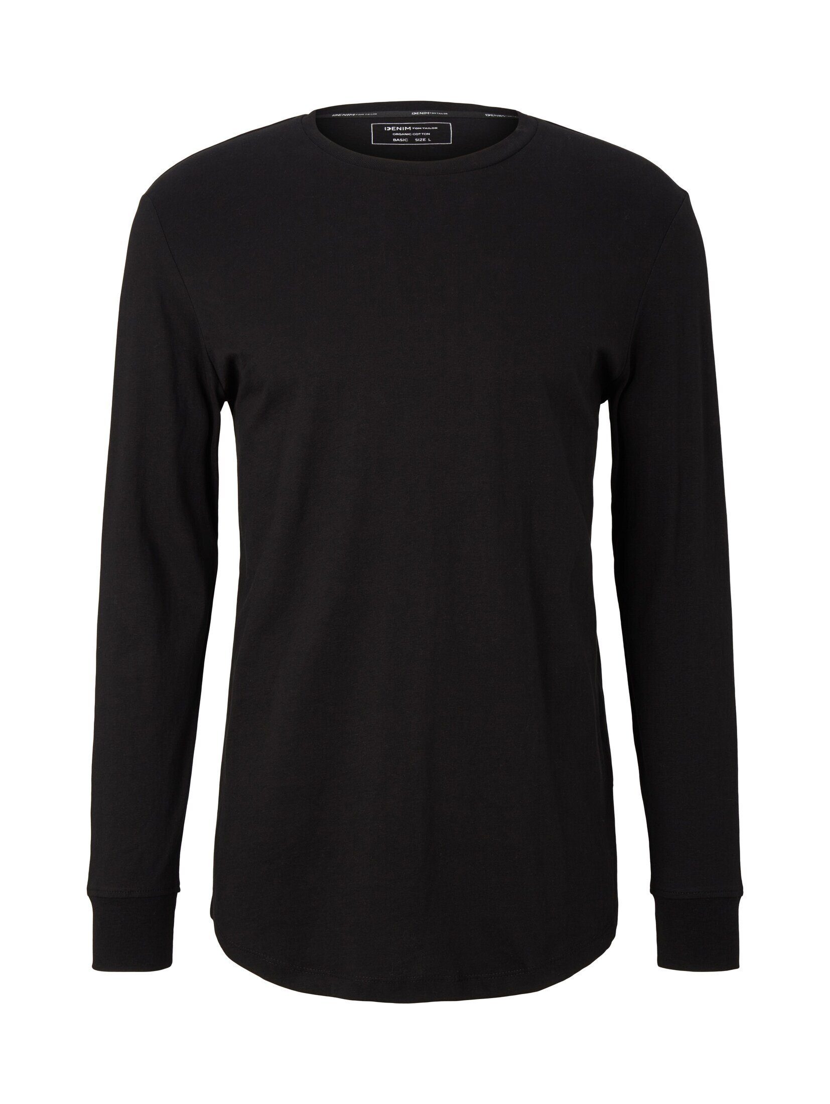Denim Black Langarmshirt Basic TOM T-Shirt TAILOR