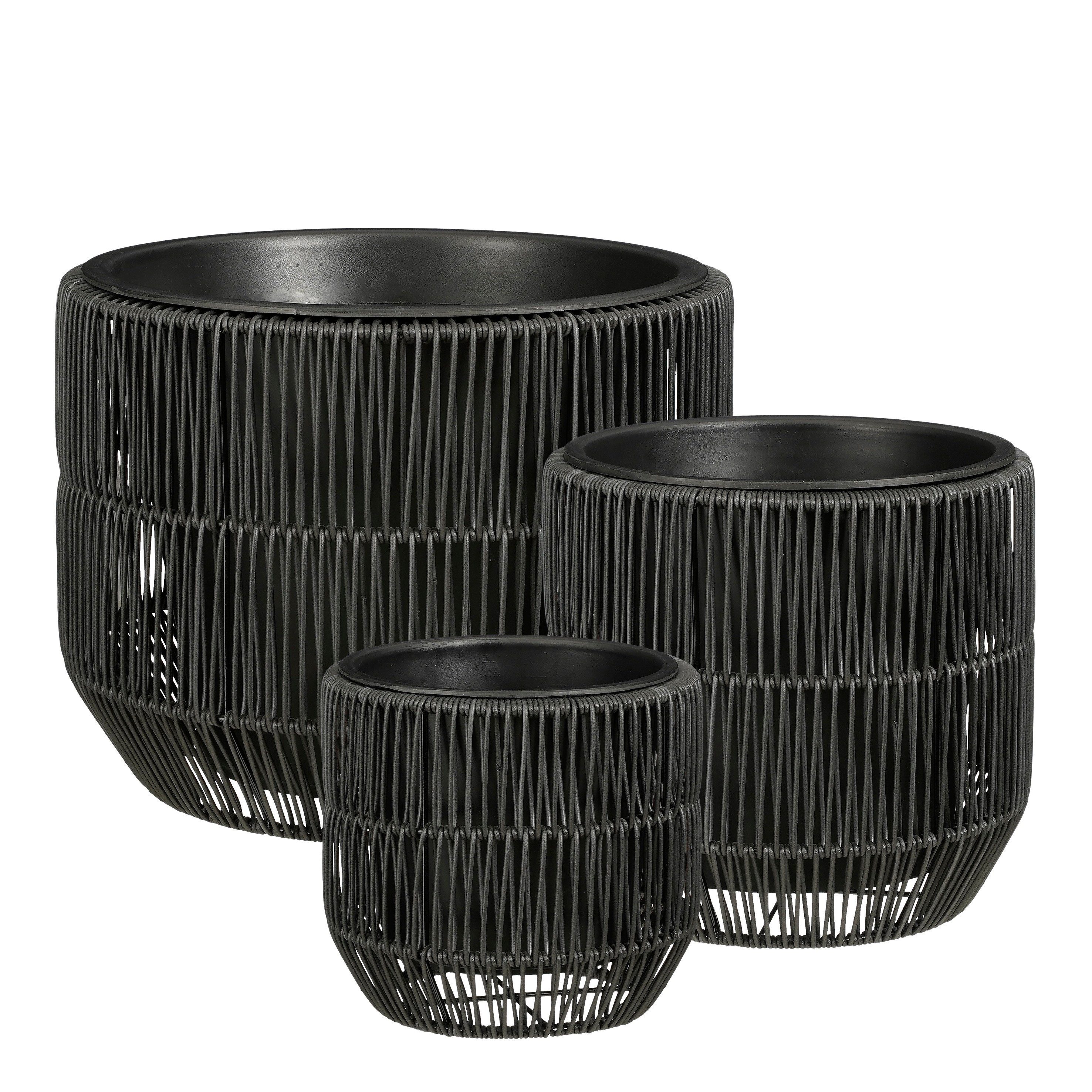 Mica Decorations Blumentopf Mica Decorations Peta Blumentopf – Set von 3 – Schwarz