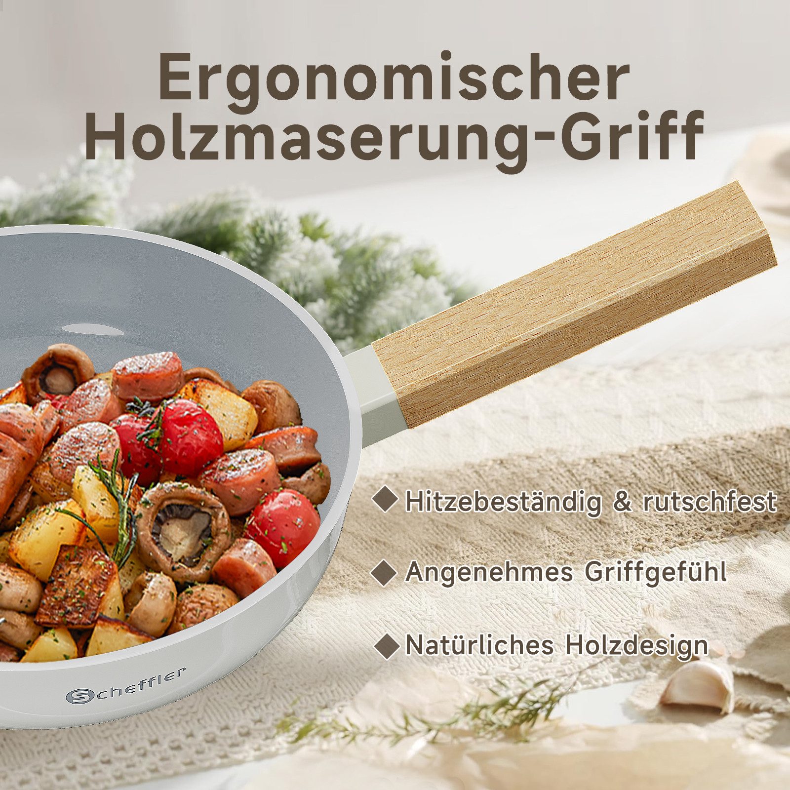 Scheffler Pfannen-Set Pfanne Ø20/24/28 cm Bratpfanne Antihaftbeschichtung Pfanne Induktion, Aluminium (Pfannenset, 3-tlg), Indukion – Bild 5 von 5
