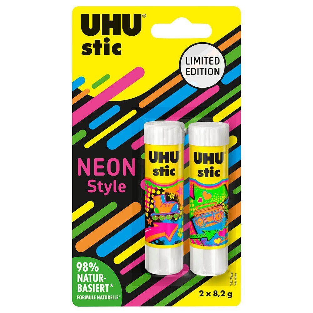 UHU Klemmen 2 UHU Neon Edition Klebestifte 2x 8,2 g