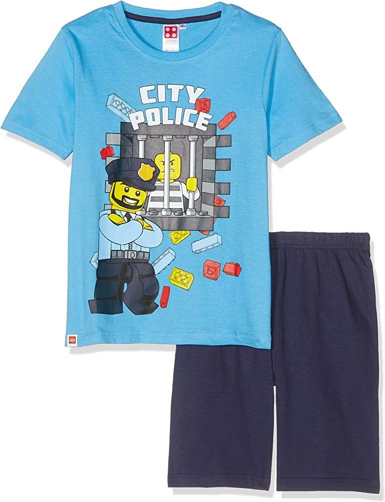 Gr.104 hellblau, 128 Wear rot kurzer Shorty und LEGO® Schlafanzug PYJAMA Dunkelblau Jungen SHORTY 116 LEGO 140 CITY