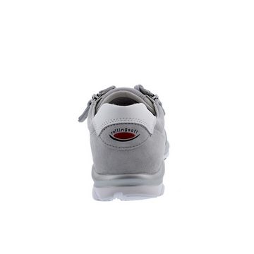 Gabor Rollingsoft Sneaker, Dreamvelour / Cervo, light grey / weiss, Schnürung und Reißv Schnürschuh