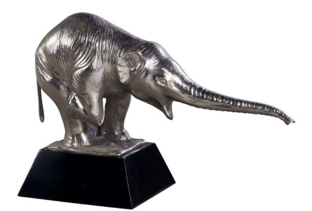 cm H. x Luxus x - Dekofigur Silber Luxus Elefant Schwarz mit / 17 Casa 29 Dekoration Bronzefigur Holzsockel Padrino 42