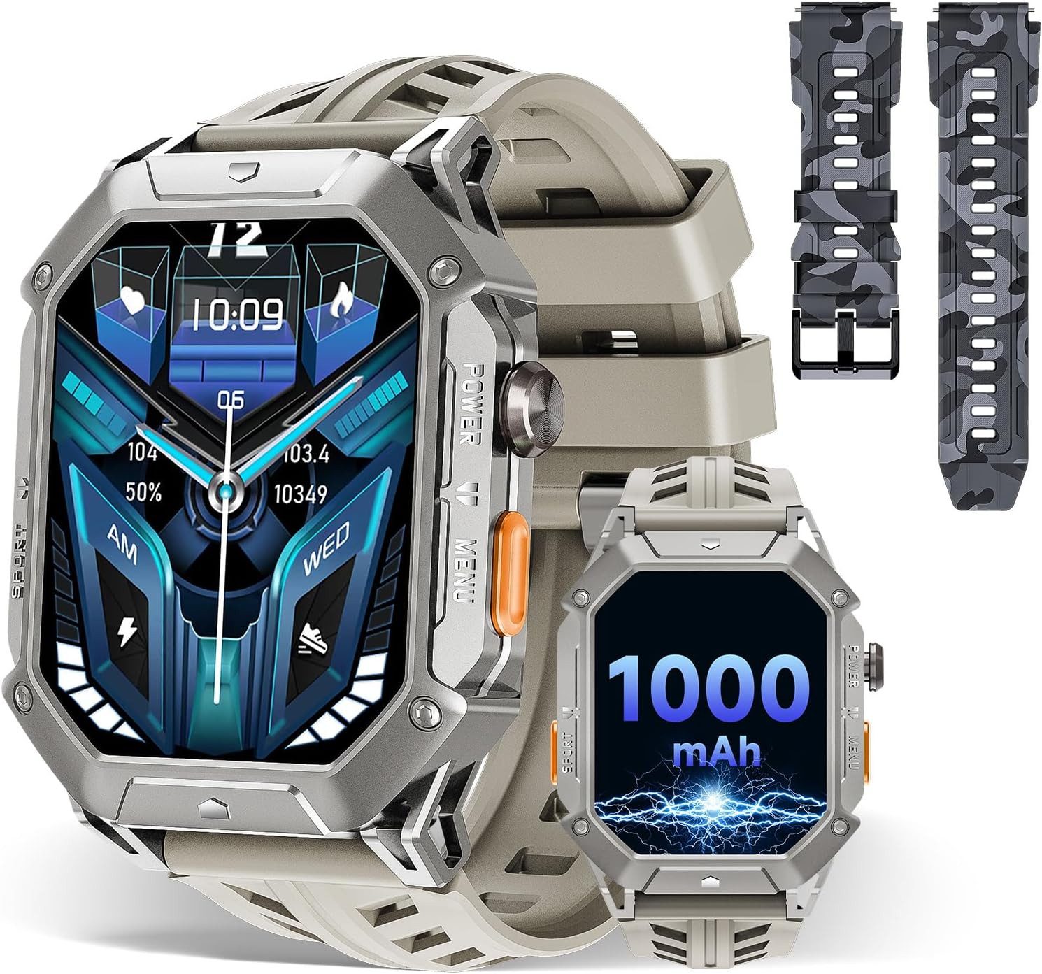 Herren's 1000mAh Akku 5ATM Wasserdicht Smartwatch