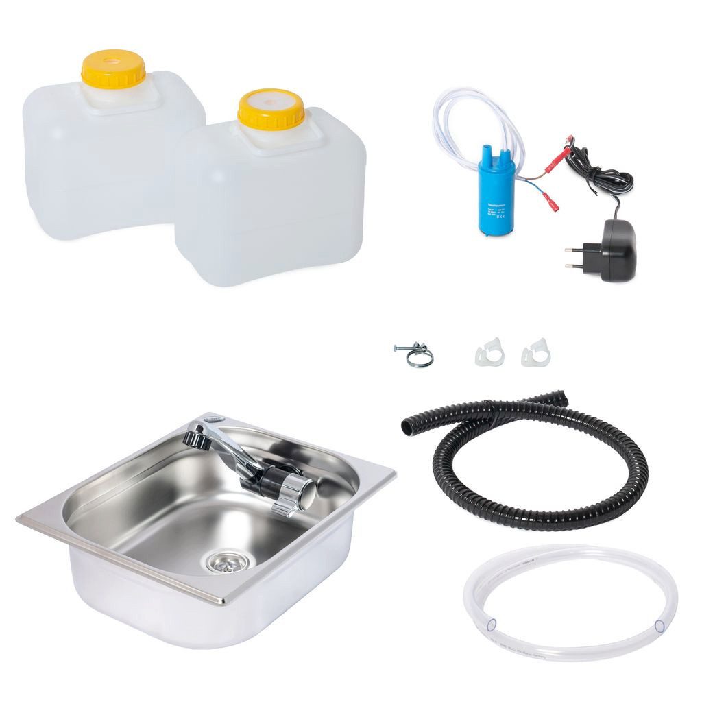 ad-ideen Waschbecken 230V Camping Spüle Bausatz 325x265x100mm Integriert Vito Womo