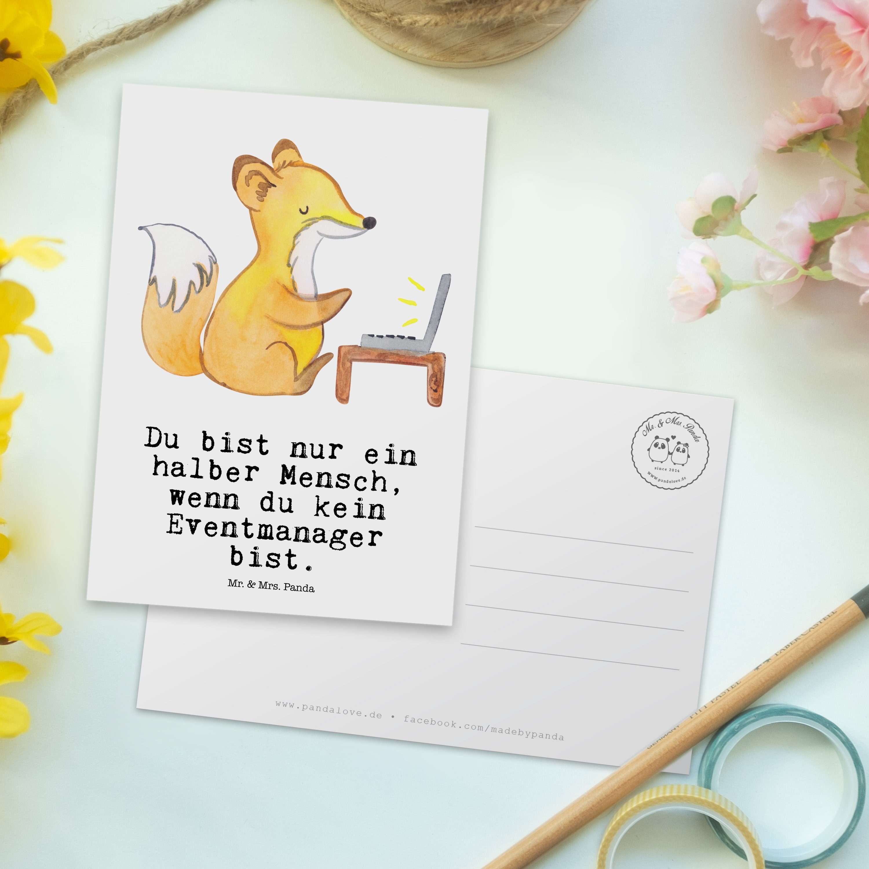 Panda Geschenkkarte, Weiß Geburtstagska Eventmanager Mr. - Geschenk, Herz Mrs. mit Postkarte & -