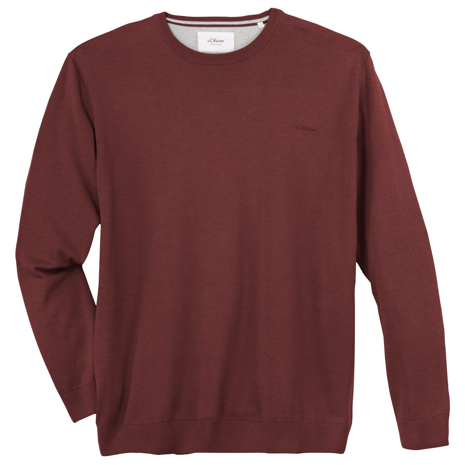s.Oliver Strickpullover s.Oliver XXL Feinstrickpullover dunkelrot melange