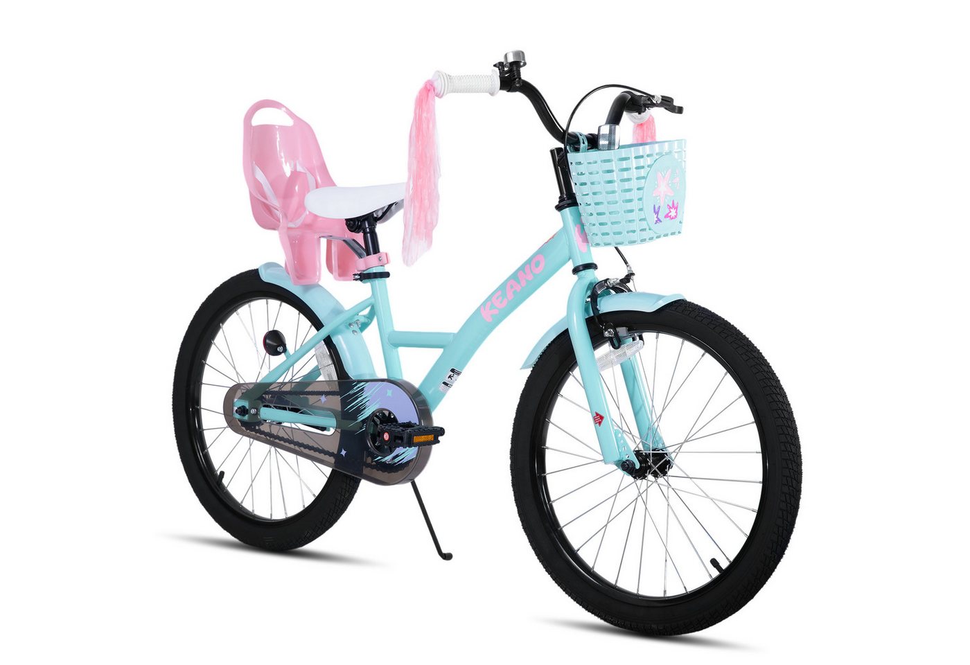 JOYSTAR Kinderfahrrad Mädchenfahrrad 14/16/18/20 Zoll mit Hochkarbonstahlrahmen, mit Puppensitz und Korb,Stützräder, Luftschlangen, Schutzblechen