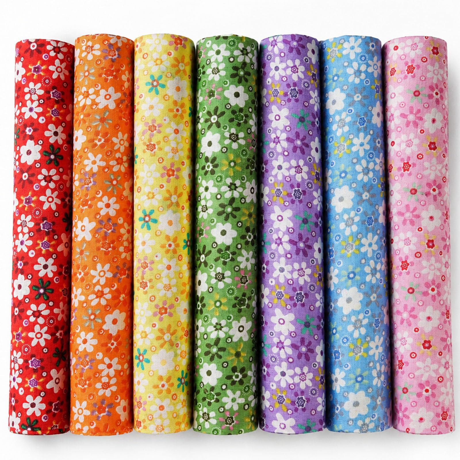 Diwzbyn Stoff 7-teiliges Fat-Quarter-Stoffpaket, 50 x 50 cm vorgeschnittene, Baumwollstoffe für Quilten, Nähen, Patchwork und DIY-Bastelprojekte