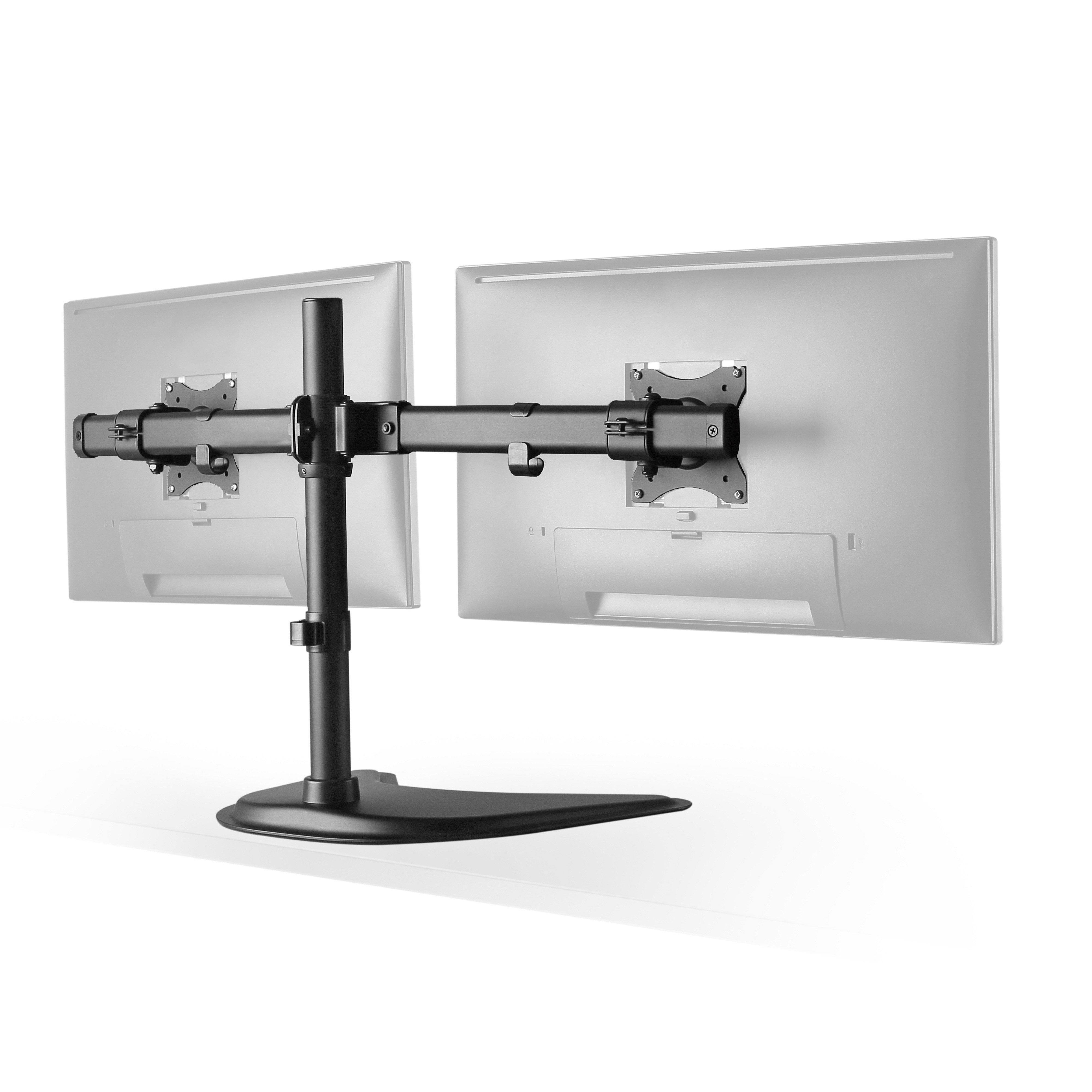 RICOO Monitor-Halterung Monitor Stand Tischhalterung für 2 Monitore TS8211, (bis 27 Zoll, VESA 75x75 und 100x100, 1-tlg., 2x 10 kg Belastbarkeit, von 33-69 cm (13"-27) Bildschirm-Diagonale, neigbar bis 90°, schwenkbar bis zu 30°, vertikal verstellbar)