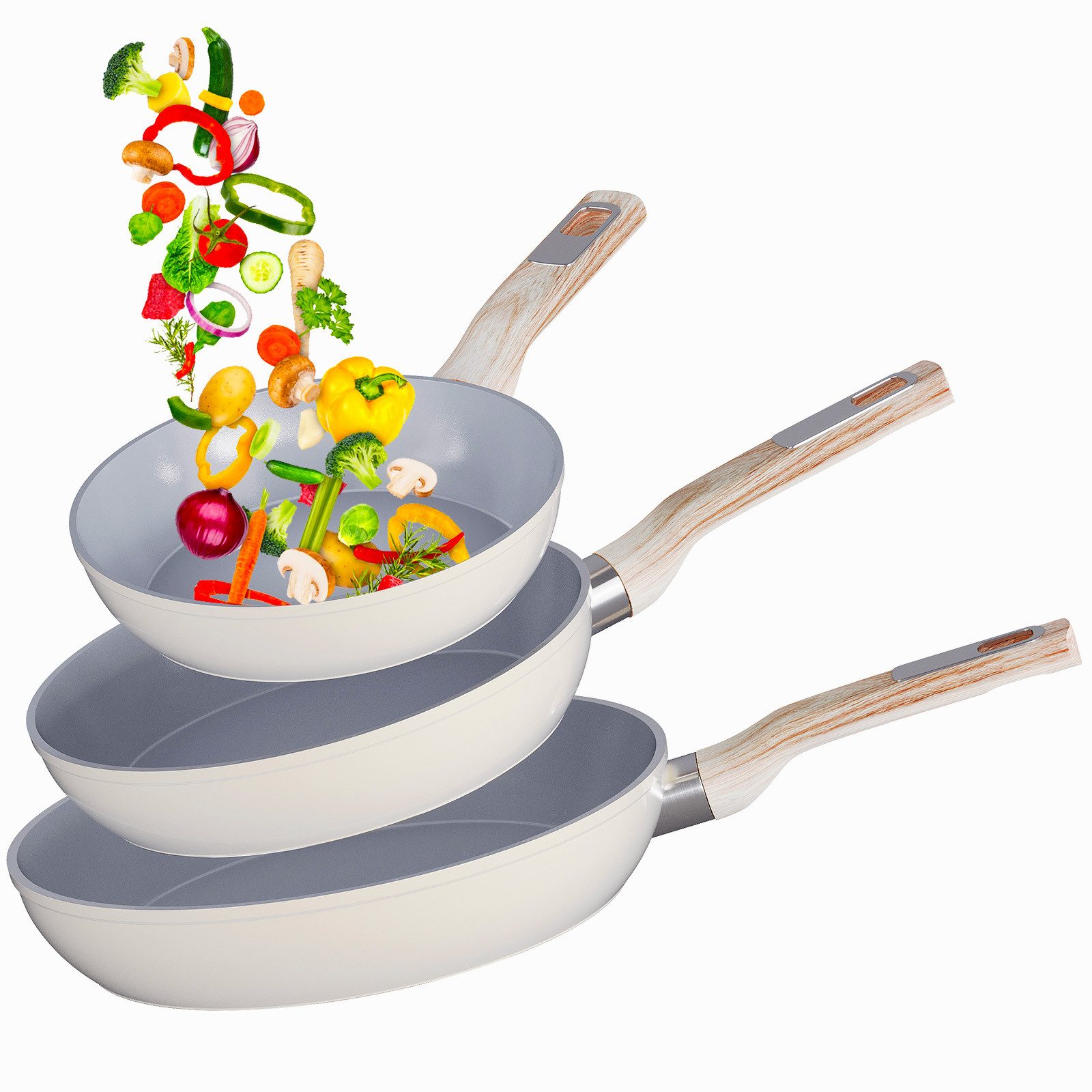 HOMELUX Сковороды-Set Pfanne 20/24/28 cm, 3tlg Bratpfanne, Keramikpfanne Pfanne Induktion, Aluminium (3-tlg., Сковородыset), Indukion