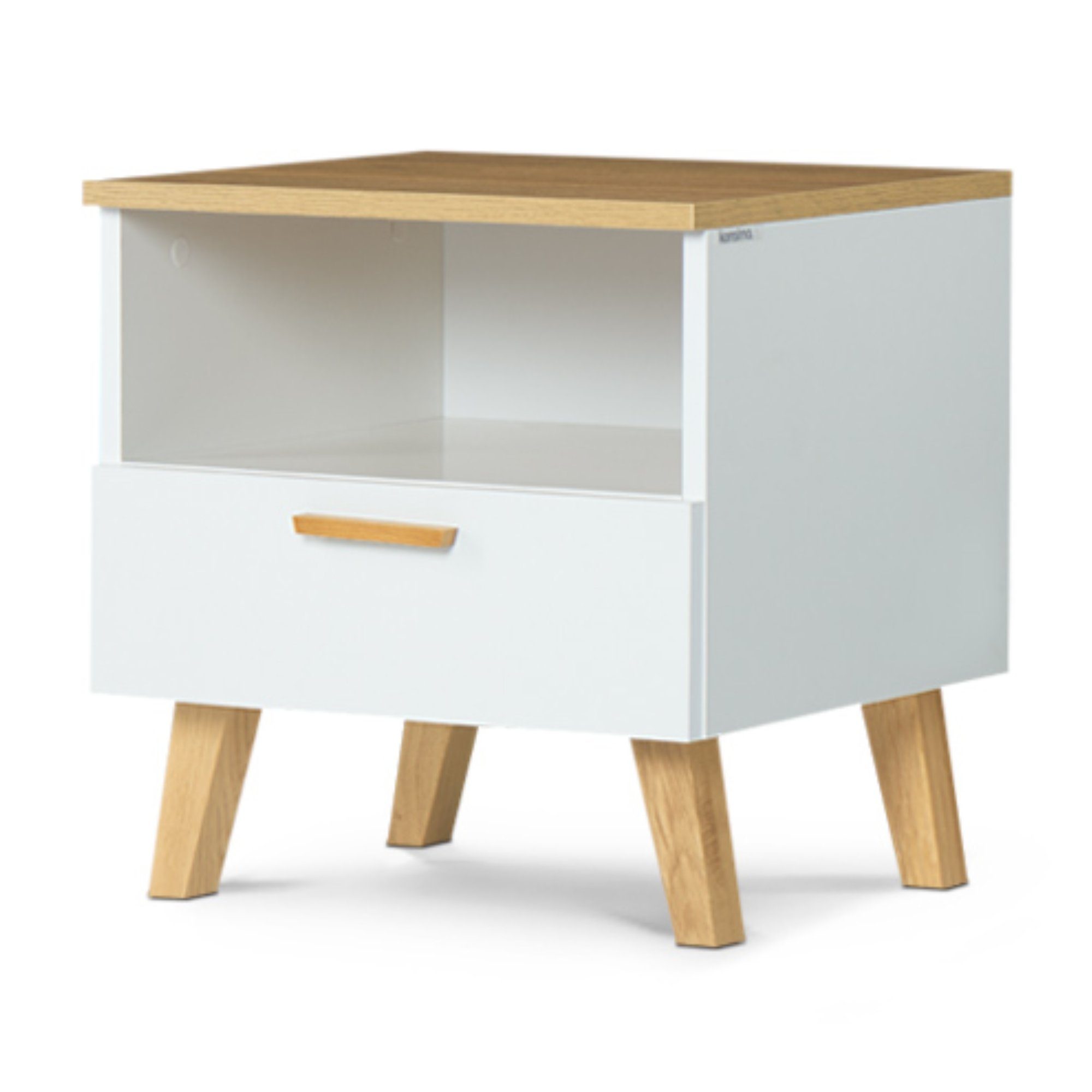 KONSIMO® Nachttisch FRISK Nachtkommode Nachtschrank Nachtkommode, Holzwerkstoff, mit Schubladen, Beine aus Buchenholz