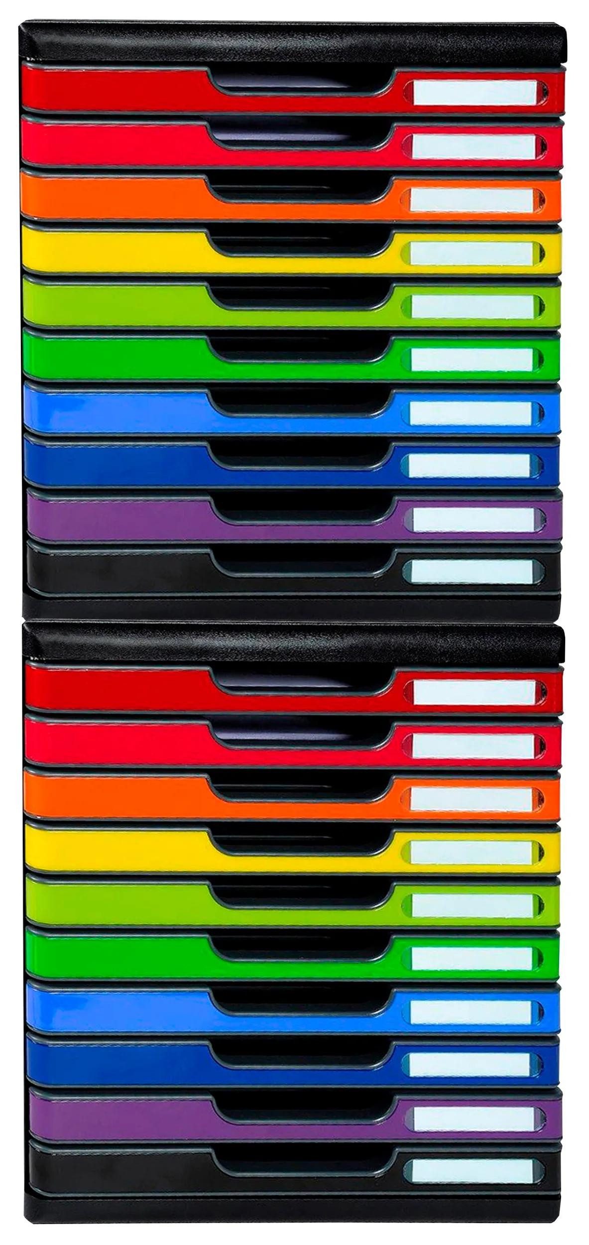 EXACOMPTA Schubladenbox Schubladenbox MODULO A4 10 geschlossene Schubladen Regenbogen 302798D, Schubladenboxen