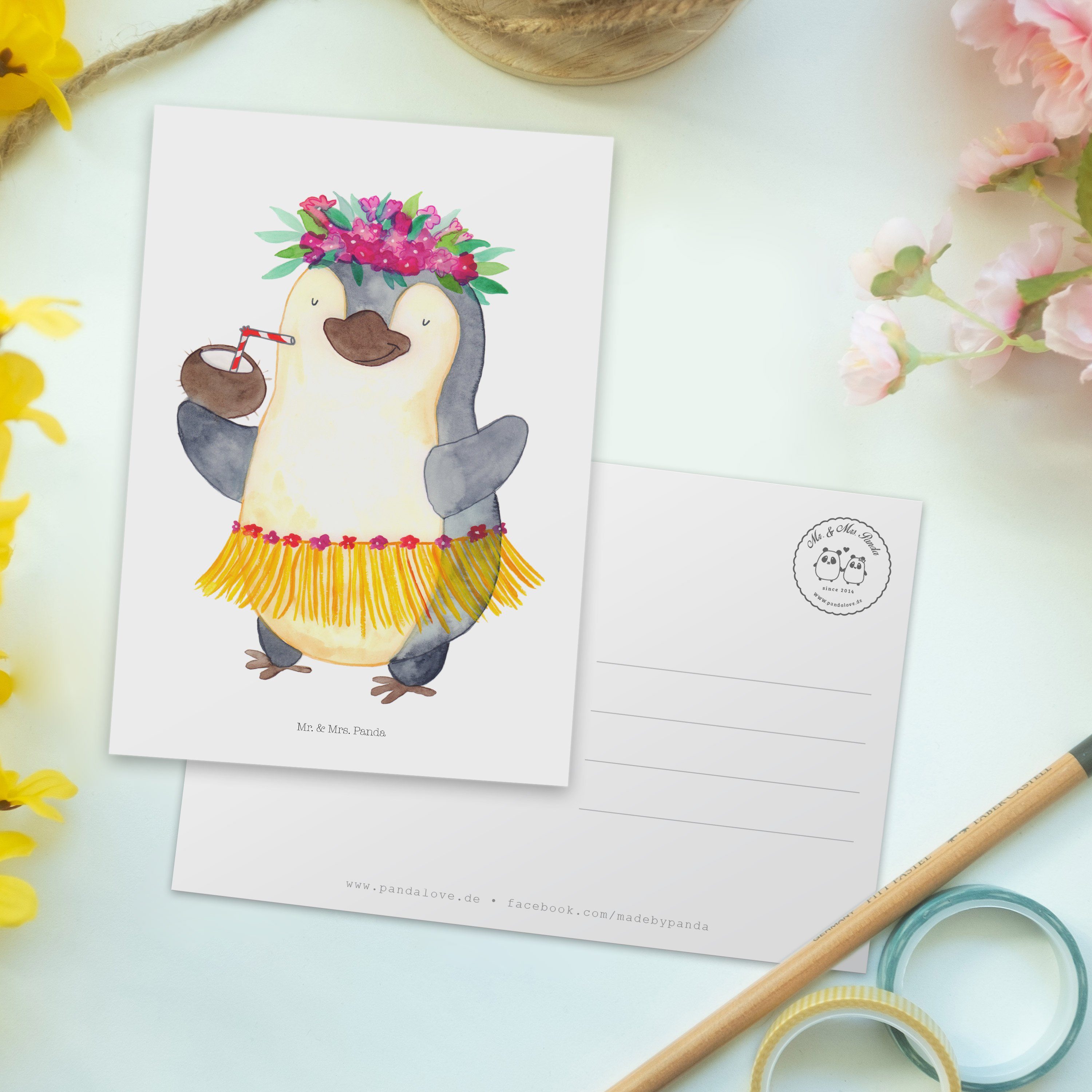 Weiß Geschenkkarte Mrs. Postkarte Kokosnuss Panda & - Einladungskarte, Pinguin Geschenk, Mr. -
