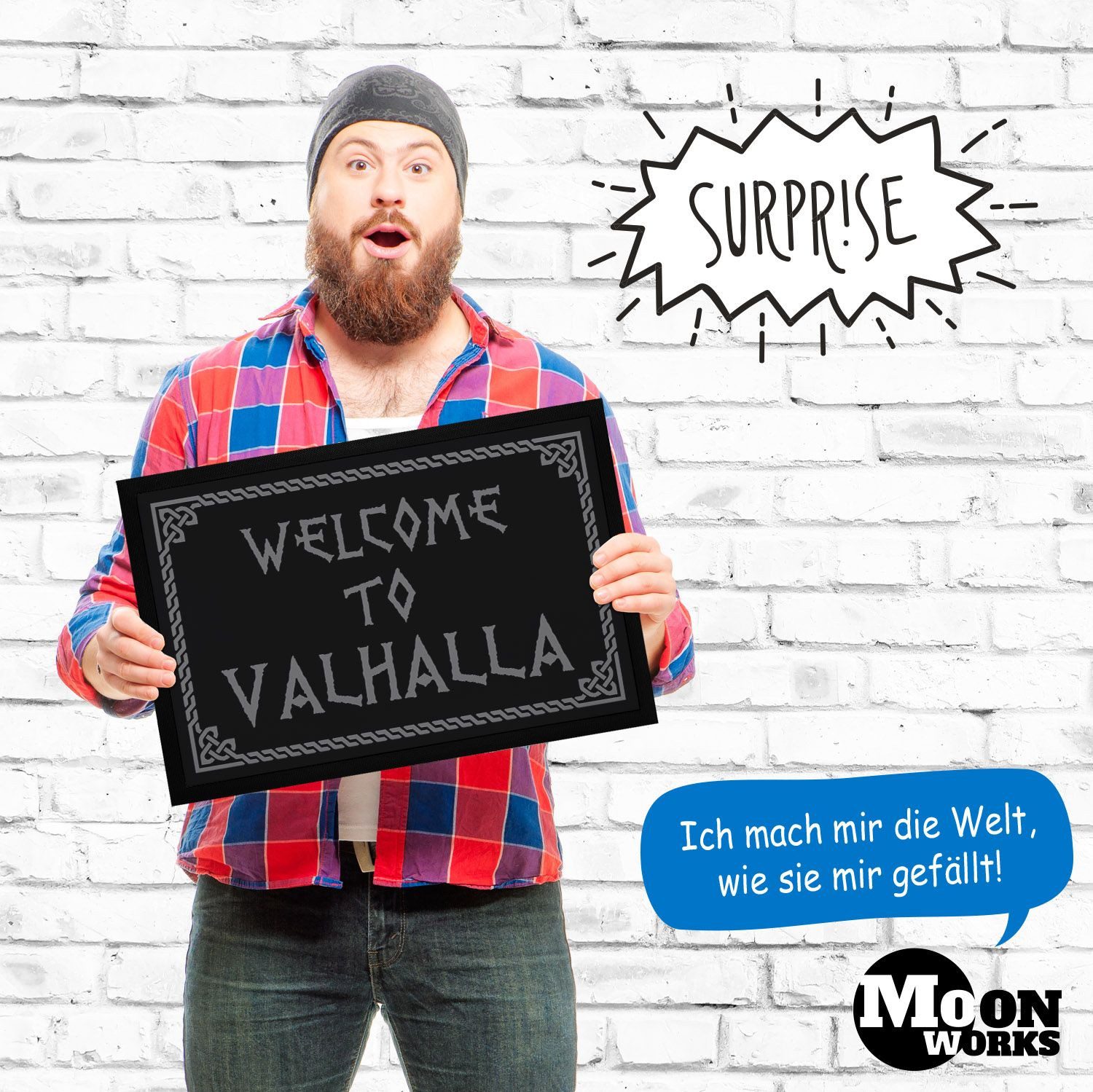 MoonWorks Fußmatte Fußmatte mit Spruch Welcome to Valhalla Wikinger Viking Willkommen, rechteckig – Bild 4 von 5