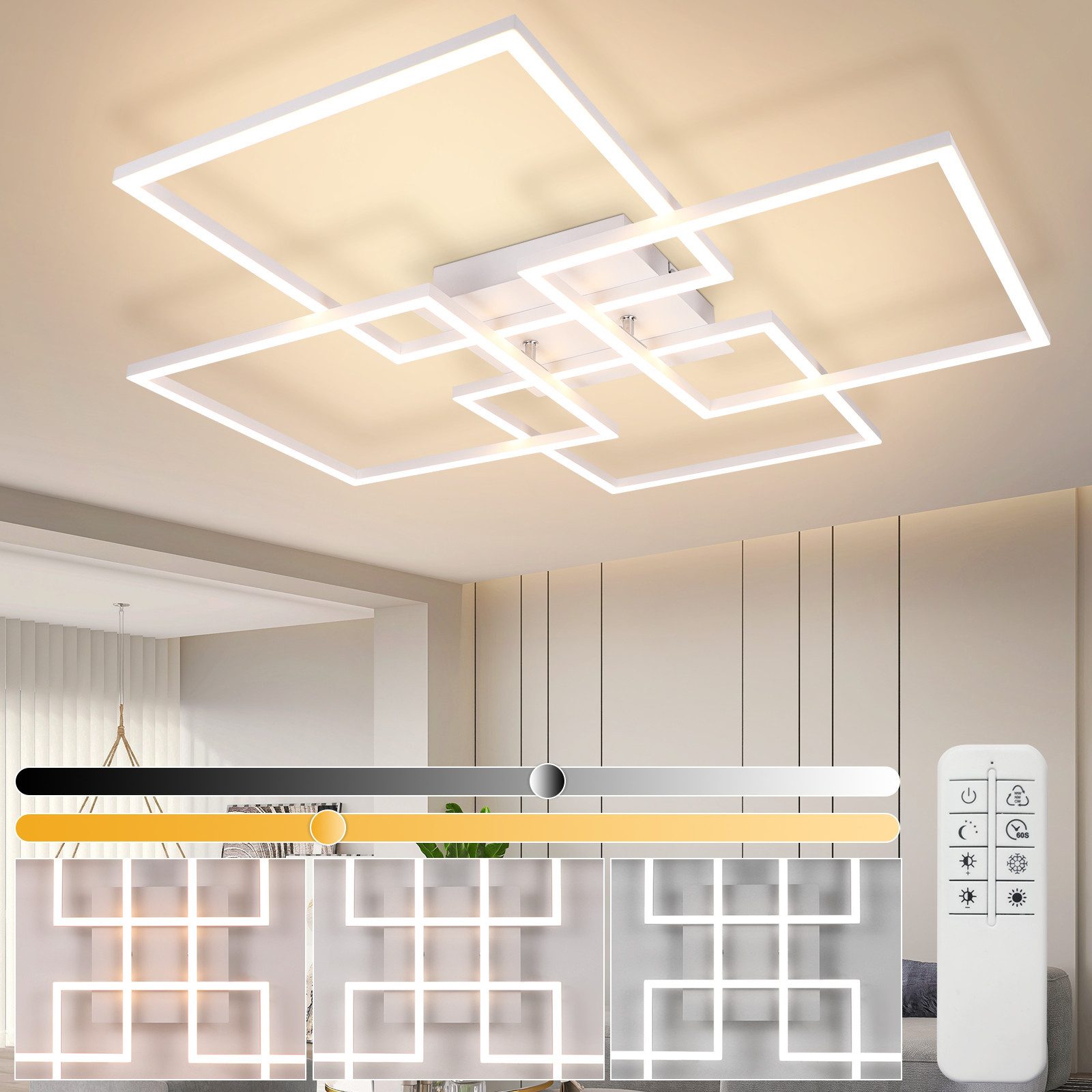 ZMH LED Deckenleuchte Wohnzimmer Dimmbar 36/48W Modern Deckenlampe mit Fern günstig online kaufen