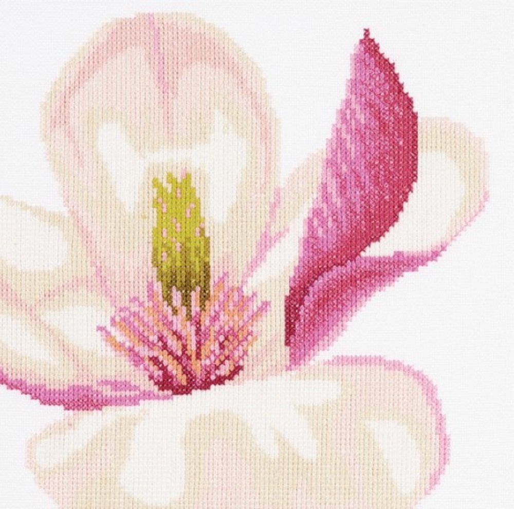 Lanarte Kreativset Lanarte PN-0008163 Magnolienblüte II Kreuzstichpackung, (Set, embroidery Kit), Made in Europe
