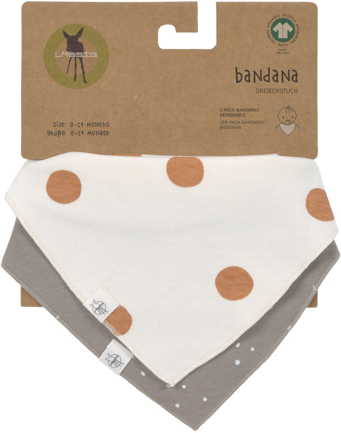 milky/taupe, Babys; Dreieckstuch Bio-Baumwolle für enthält (2-St), Bandana, Interlock LÄSSIG