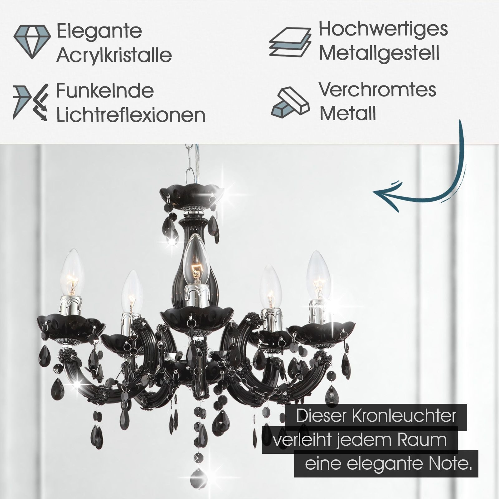bmf-versand Kronleuchter Kronleuchter Kristall Wohnzimmer Hängelampe günstig online kaufen