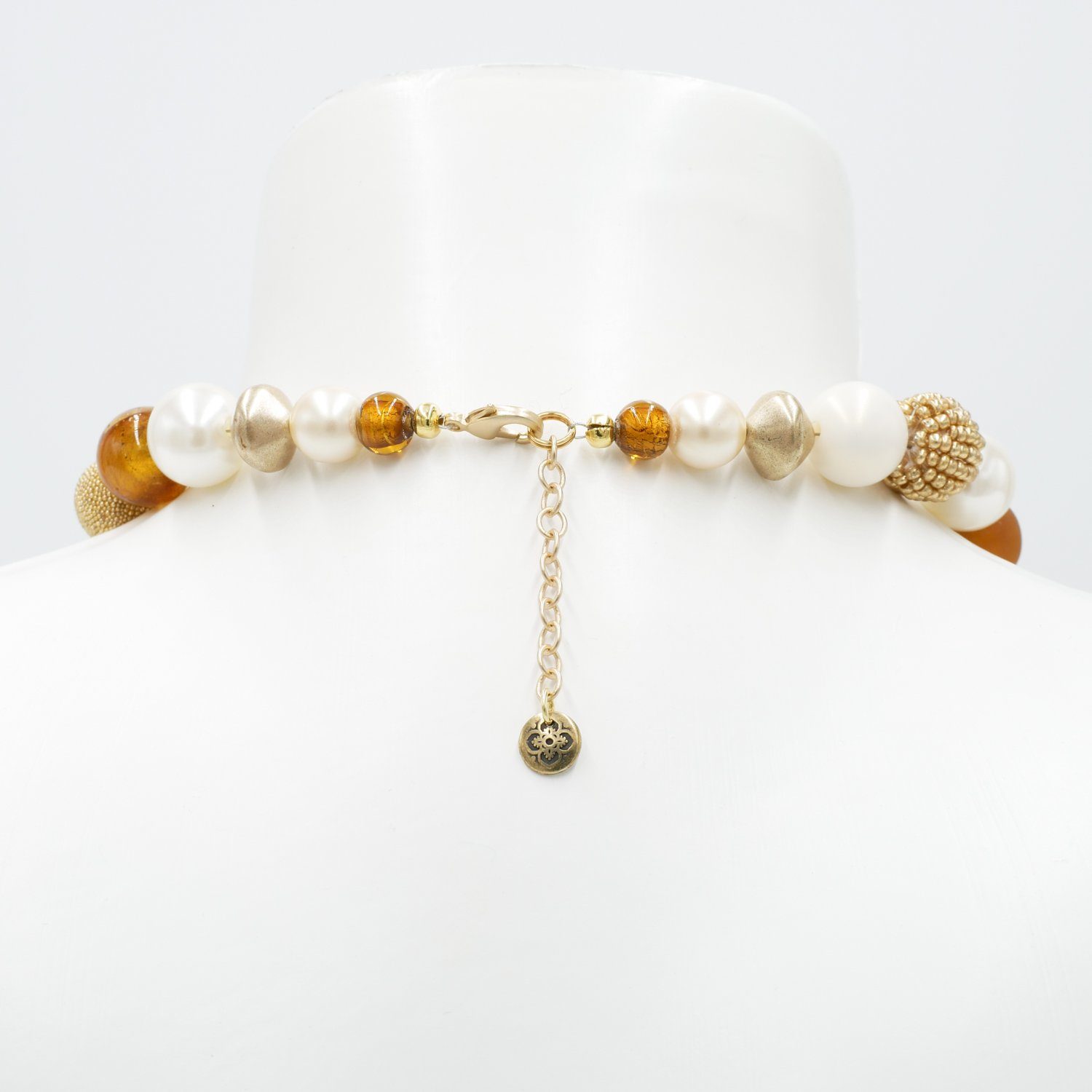 Damen Schmuck Feliss Perlenkette Amber Passion, 45 cm lang, Kette für Damen, Made in Germany, mit Glas- und Keramik, Unikat, Sta