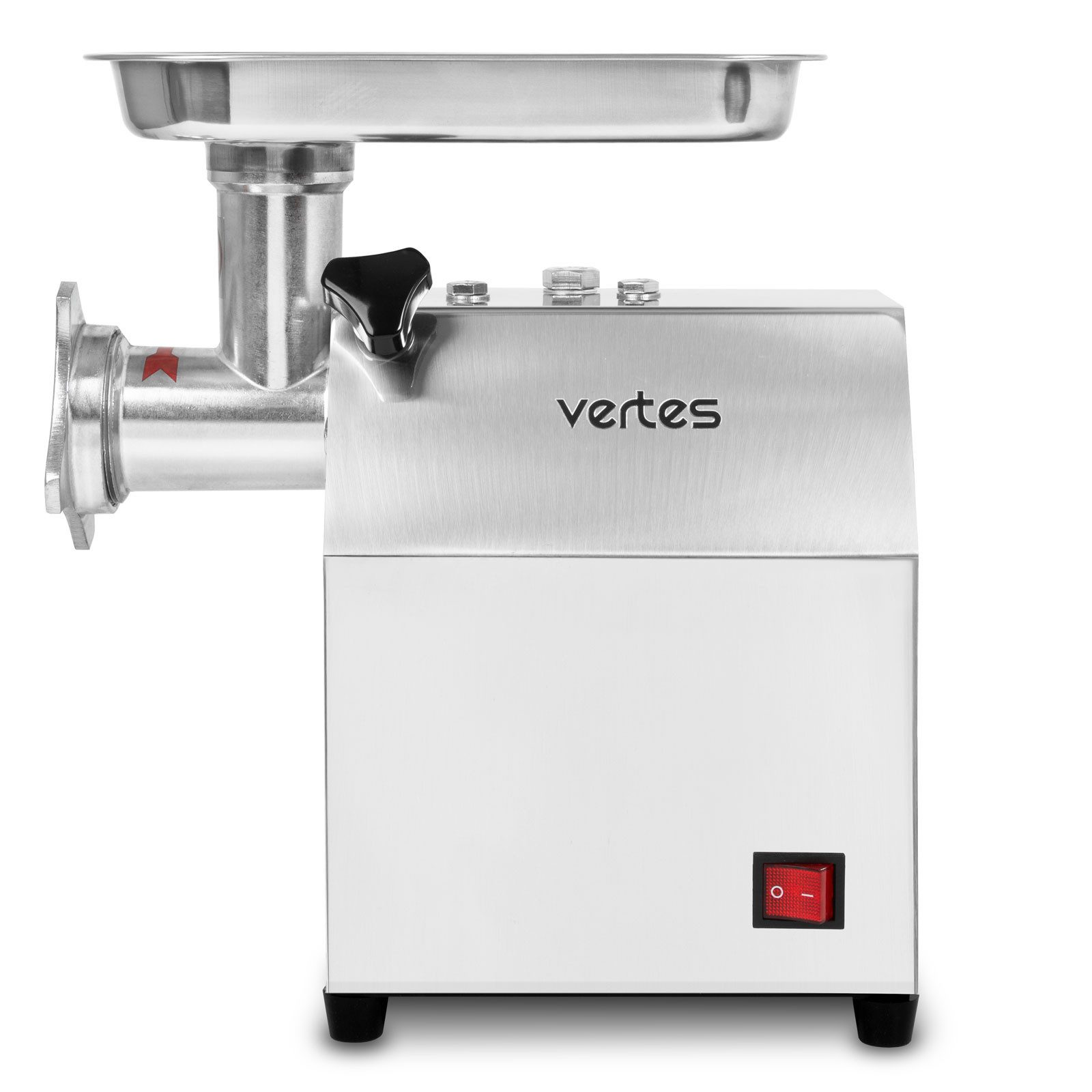 vertes Fleischwolf Fleischwolf Faschiermaschine Elektrisch, Edelstahl, 250W, 75 kg/h, Größe 8, Professionell f. Gastro, 2 Einfüllschalen, 4 Lochscheiben