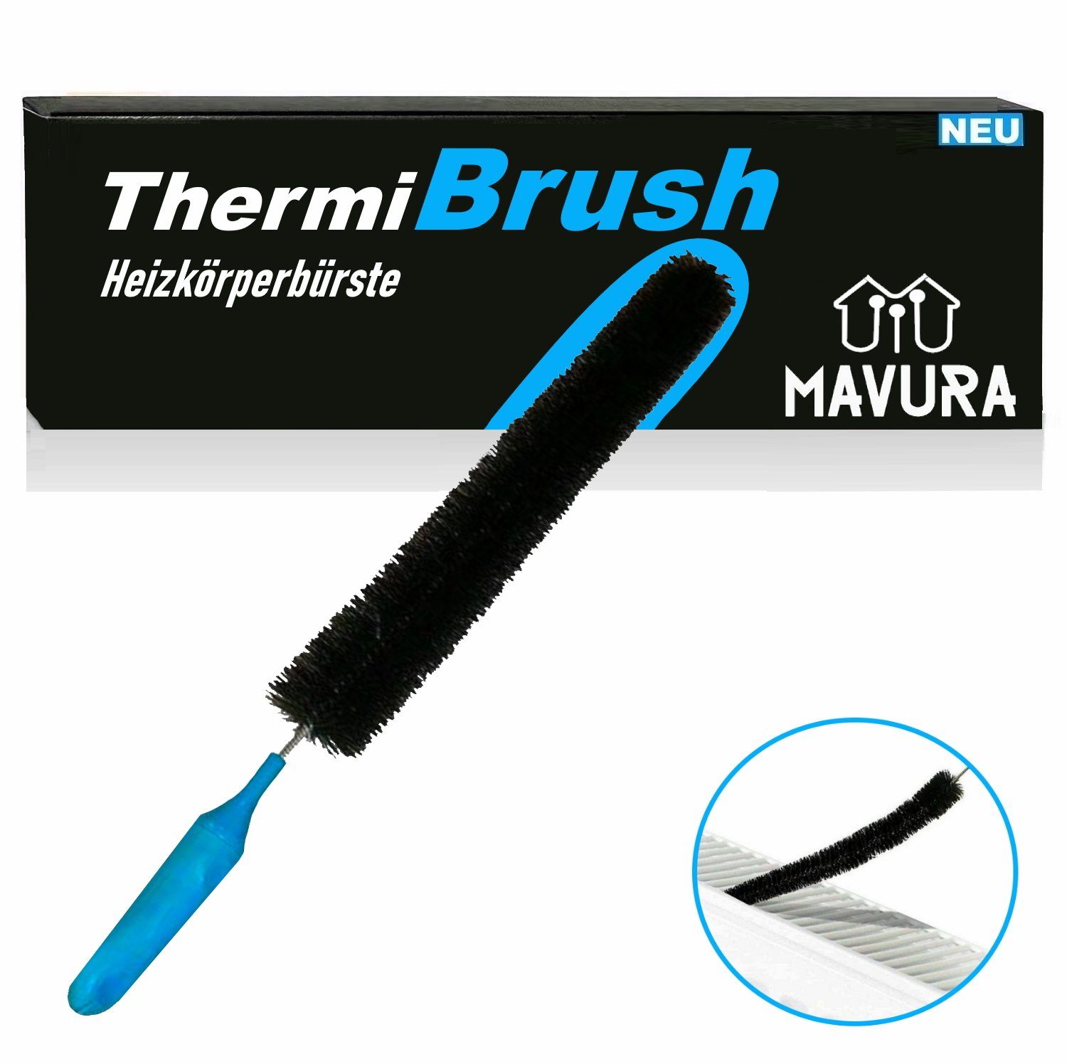 MAVURA Heizkörperpinsel ThermiBrush Heizkörperbürste Heizungsbürste Heizungsreiniger, Rohrbürste Heizkörper Reinigung Reinigungsbürste Radiatorbürste