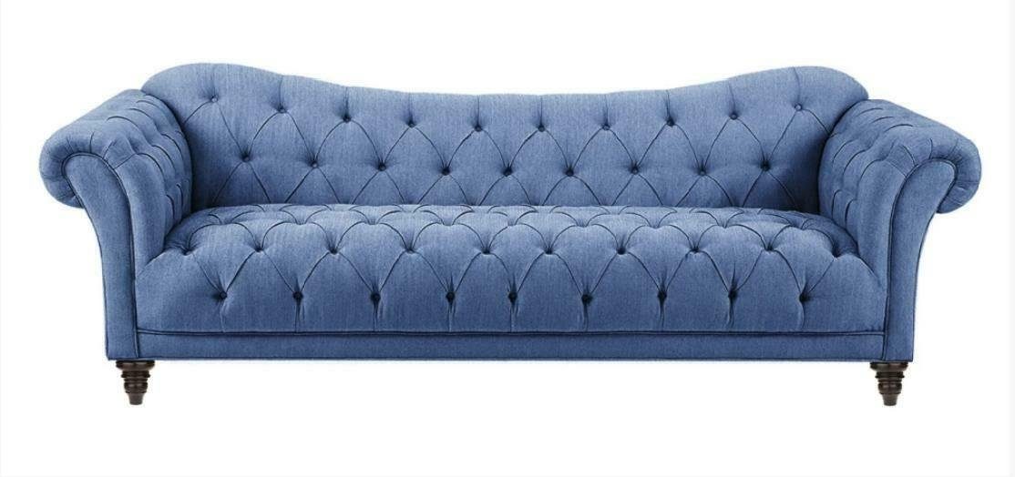 JVmoebel Chesterfield-Sofa, Beige Couch mit knöpfen Chesterfield Sofa Polster Sitz Couchen Sofas Luxus Neu Blau