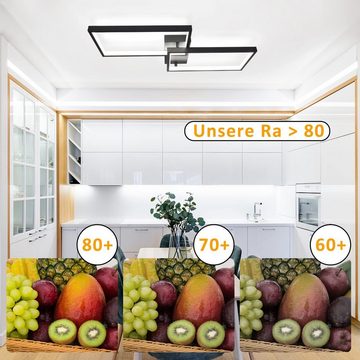 ZMH LED Deckenleuchte Modern Design Wohnzimmerlampe Dimmbar, Dimmbar, LED fest integriert, Tageslichtweiß, 40W, Schwarz